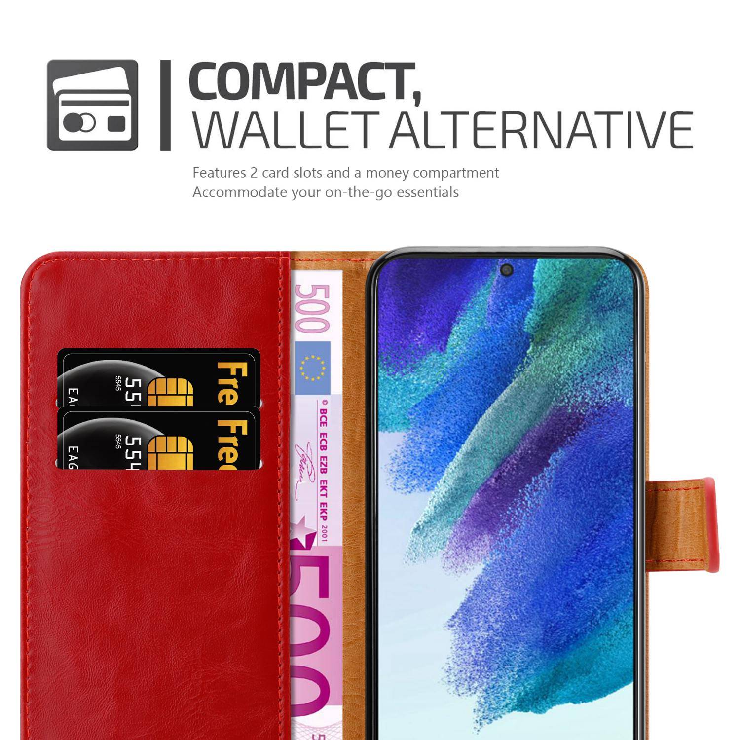Cadorabo Hülle für Samsung Galaxy S22 Schutzhülle in Rot Handyhülle Book Tasche Case Etui Luxury