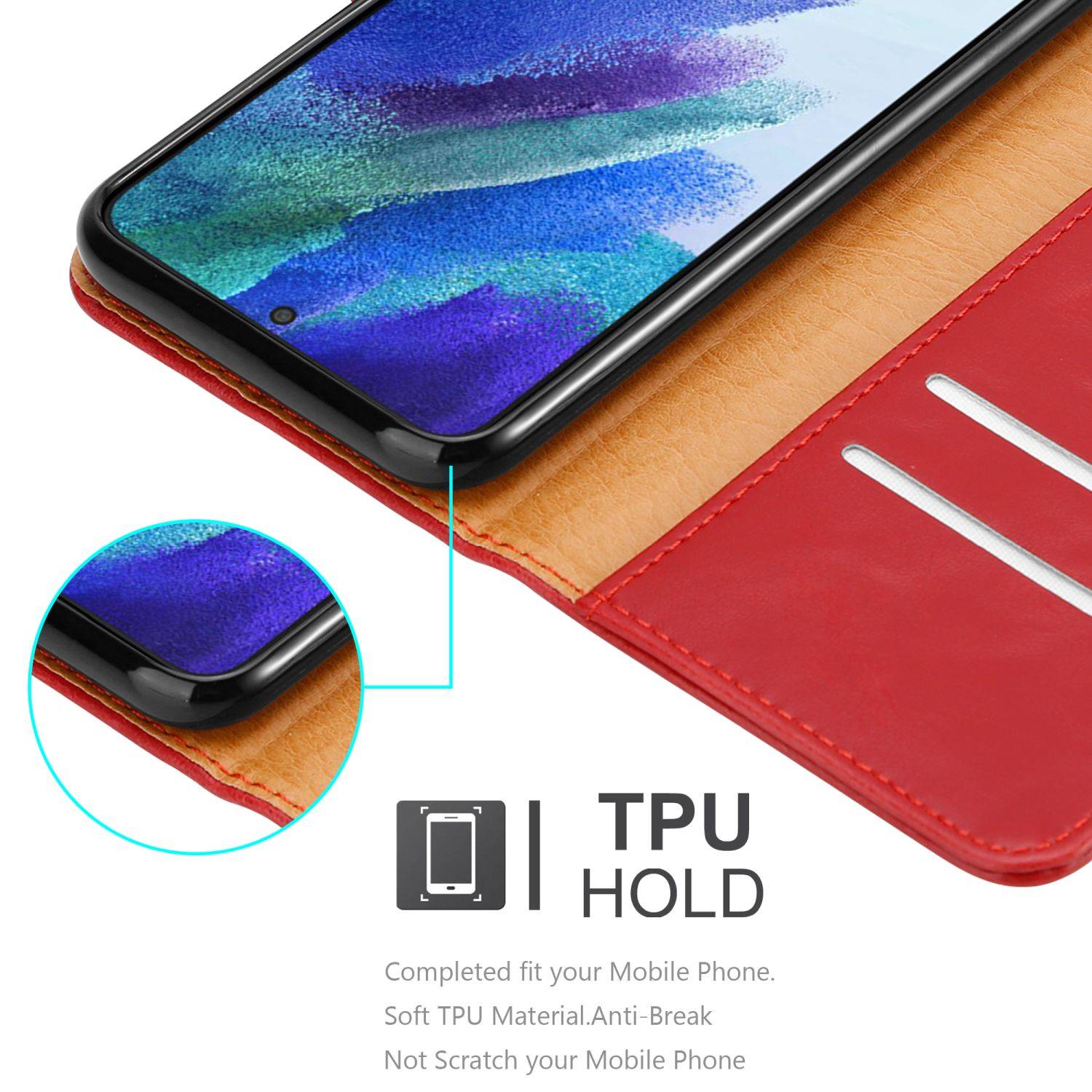 Cadorabo Hülle für Samsung Galaxy S22 Schutzhülle in Rot Handyhülle Book Tasche Case Etui Luxury