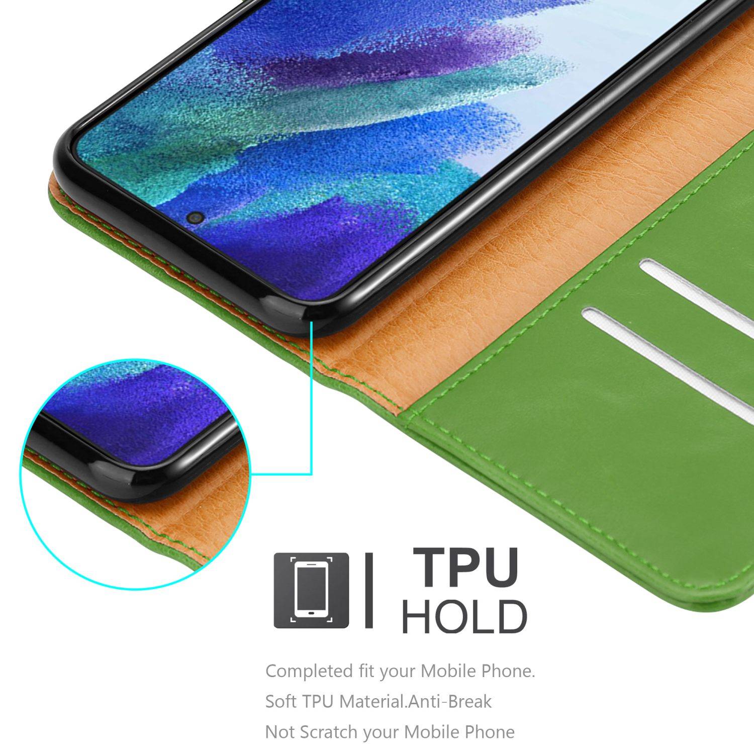 Cadorabo Hülle für Samsung Galaxy S22 Schutzhülle in Grün Handyhülle Book Tasche Case Etui Luxury
