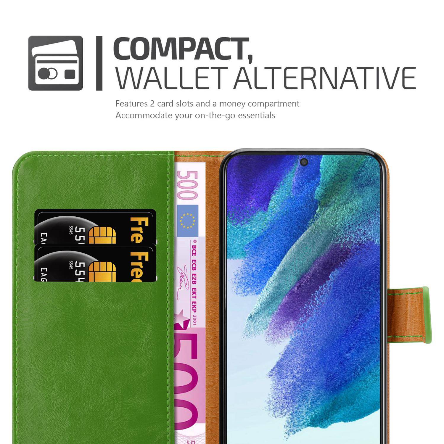 Cadorabo Hülle für Samsung Galaxy S22 Schutzhülle in Grün Handyhülle Book Tasche Case Etui Luxury