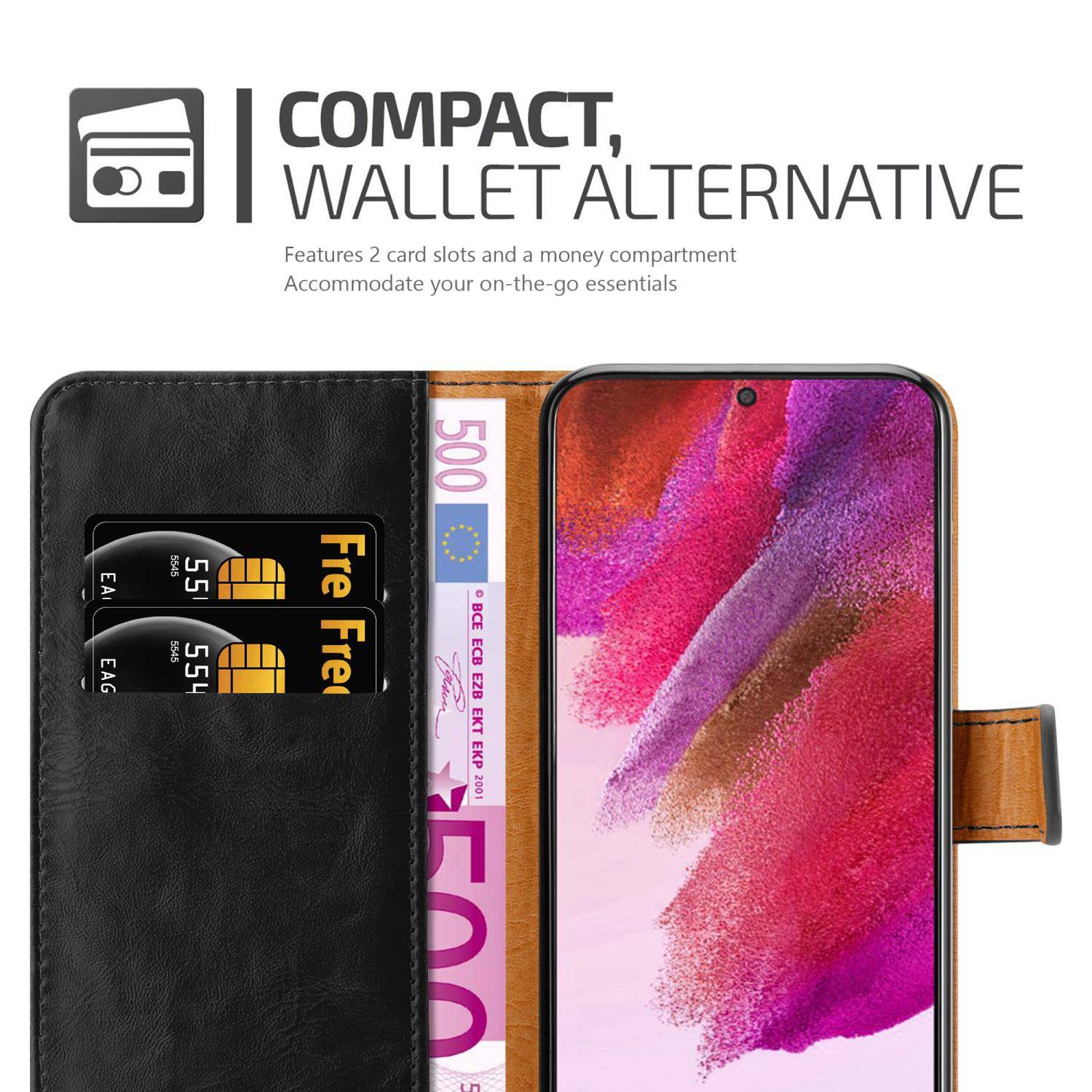 Cadorabo Hülle für Samsung Galaxy S22 PLUS Schutzhülle in Schwarz Handyhülle Book Tasche Case Etui Luxury