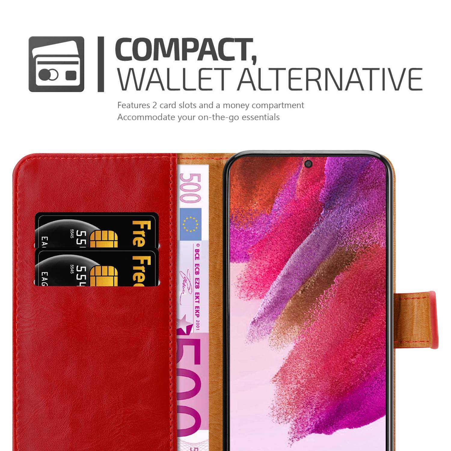 Cadorabo Hülle für Samsung Galaxy S22 PLUS Schutzhülle in Rot Handyhülle Book Tasche Case Etui Luxury