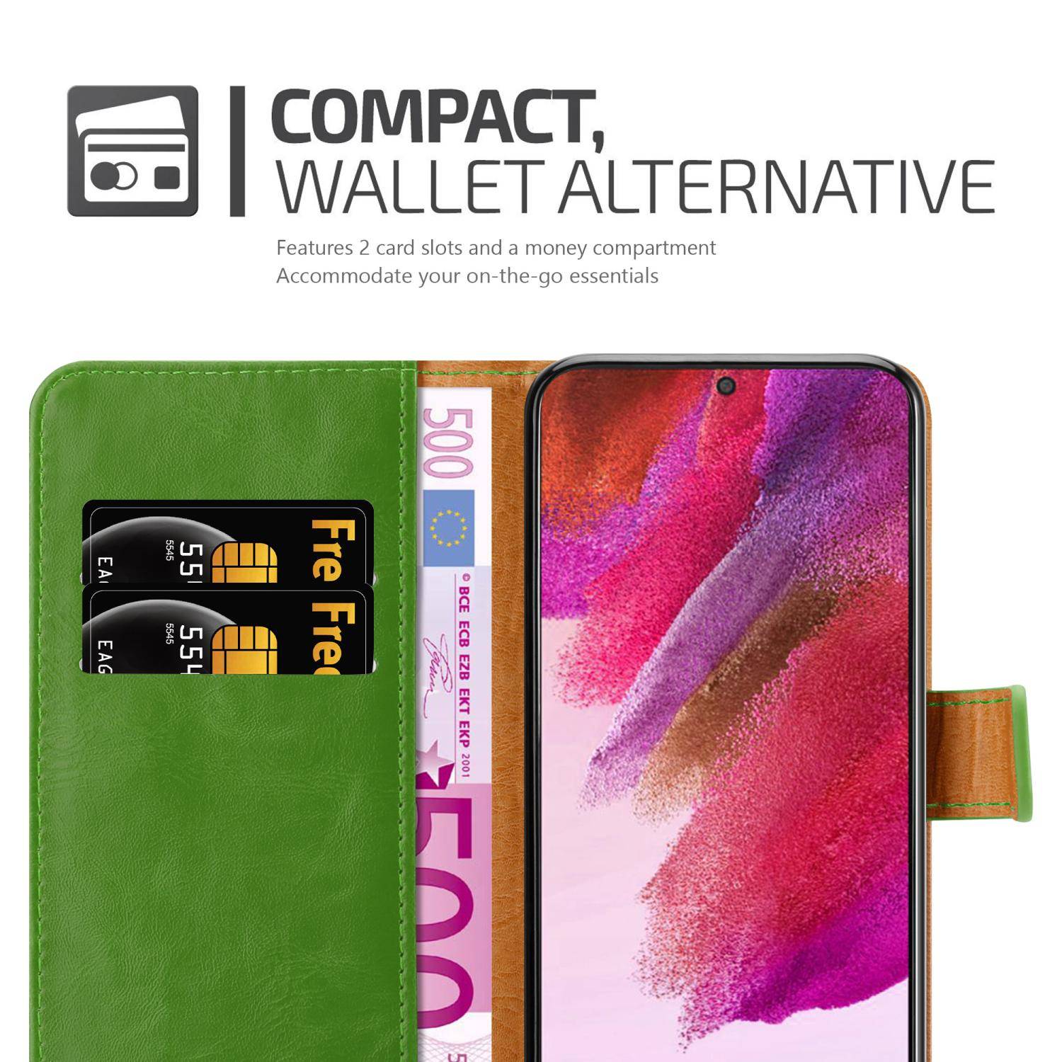 Cadorabo Hülle für Samsung Galaxy S22 PLUS Schutzhülle in Grün Handyhülle Book Tasche Case Etui Luxury