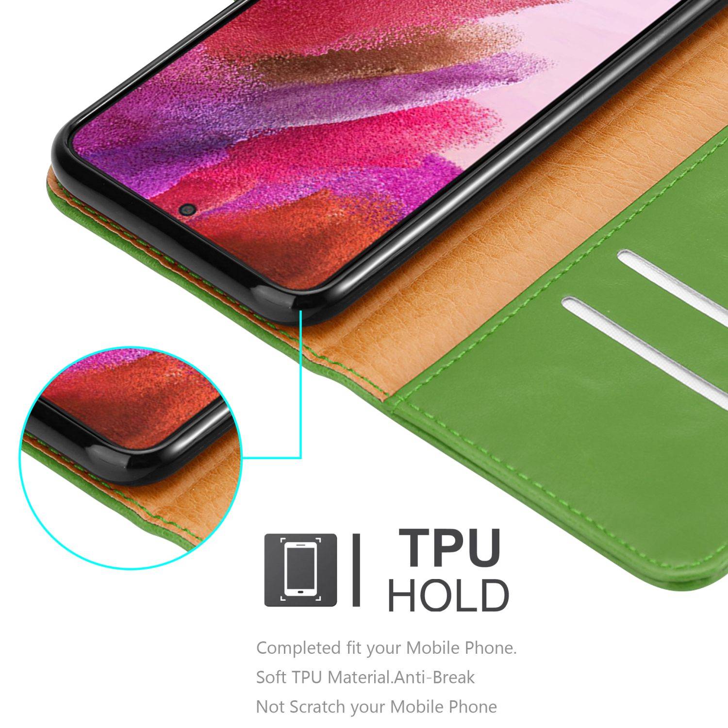 Cadorabo Hülle für Samsung Galaxy S22 PLUS Schutzhülle in Grün Handyhülle Book Tasche Case Etui Luxury