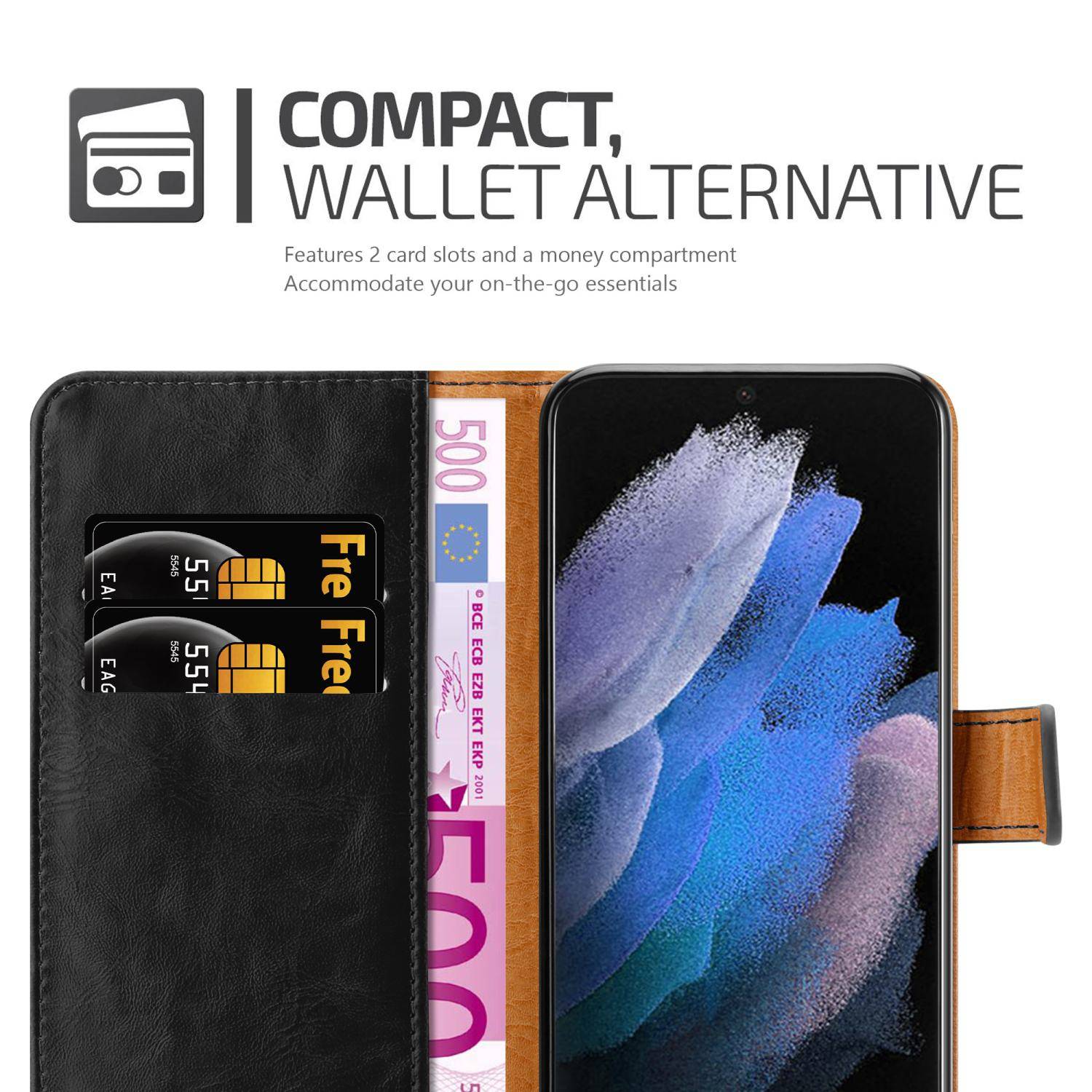 Cadorabo Hülle für Samsung Galaxy S22 ULTRA Schutzhülle in Schwarz Handyhülle Book Tasche Case Etui Luxury