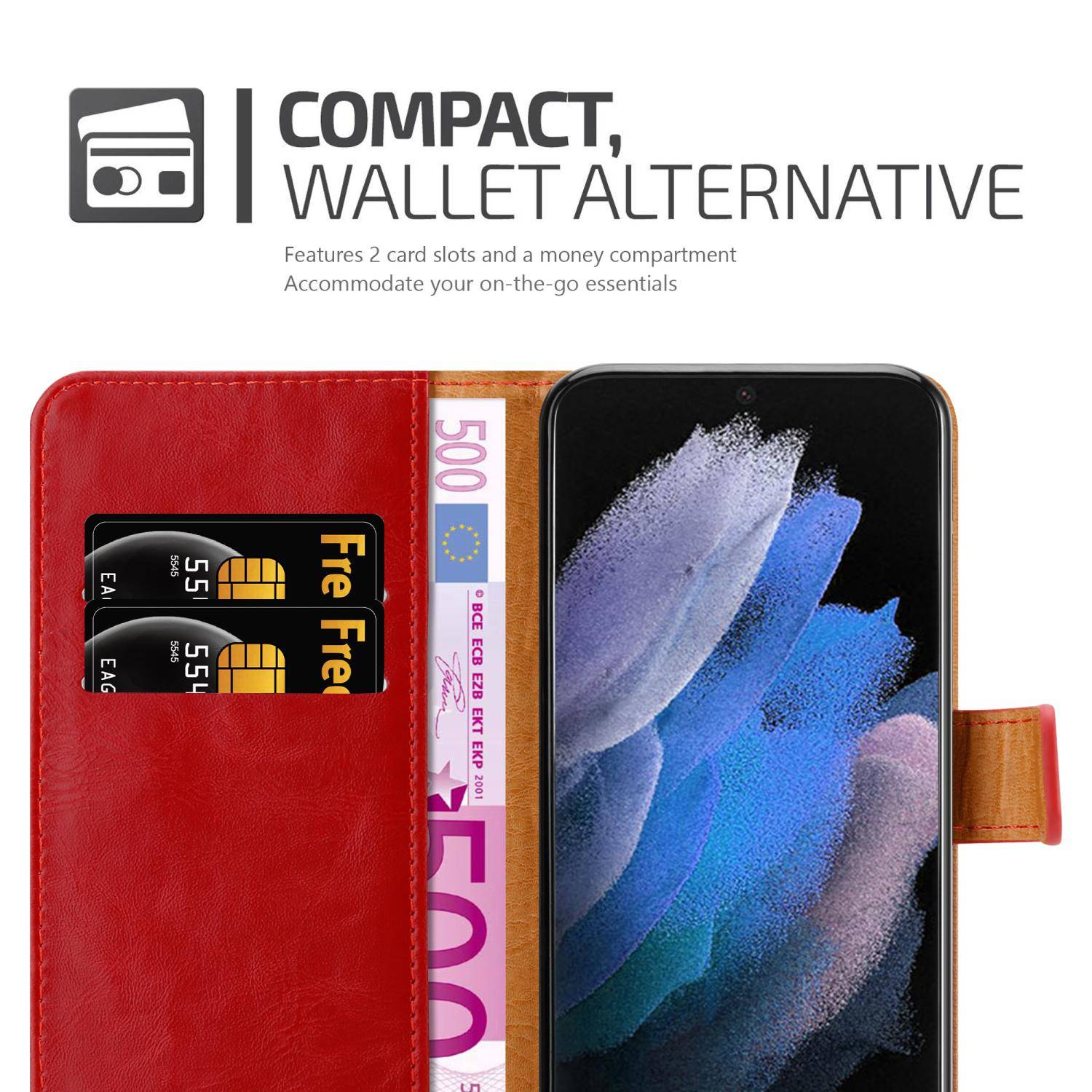 Cadorabo Hülle für Samsung Galaxy S22 ULTRA Schutzhülle in Rot Handyhülle Book Tasche Case Etui Luxury