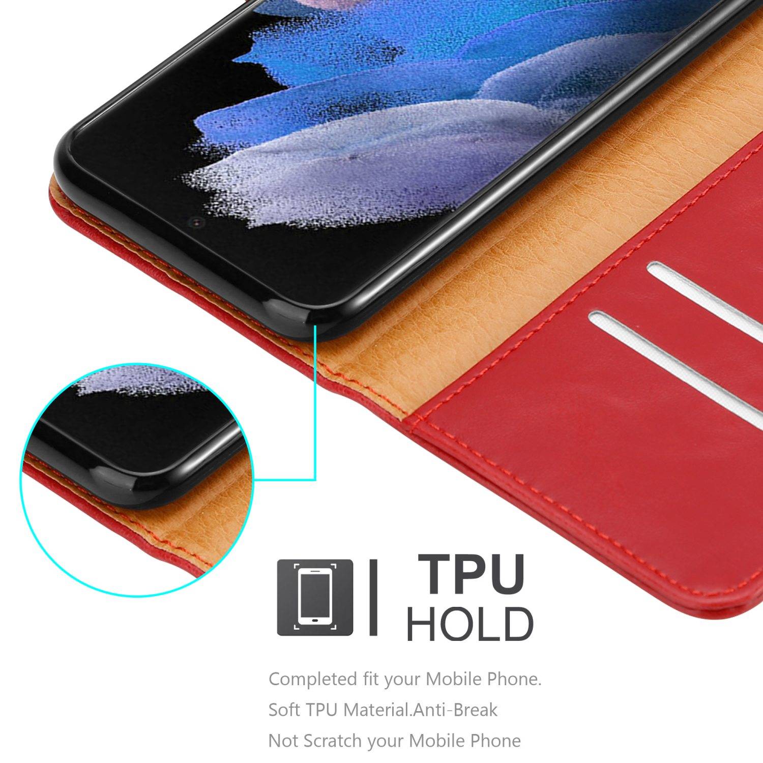 Cadorabo Hülle für Samsung Galaxy S22 ULTRA Schutzhülle in Rot Handyhülle Book Tasche Case Etui Luxury