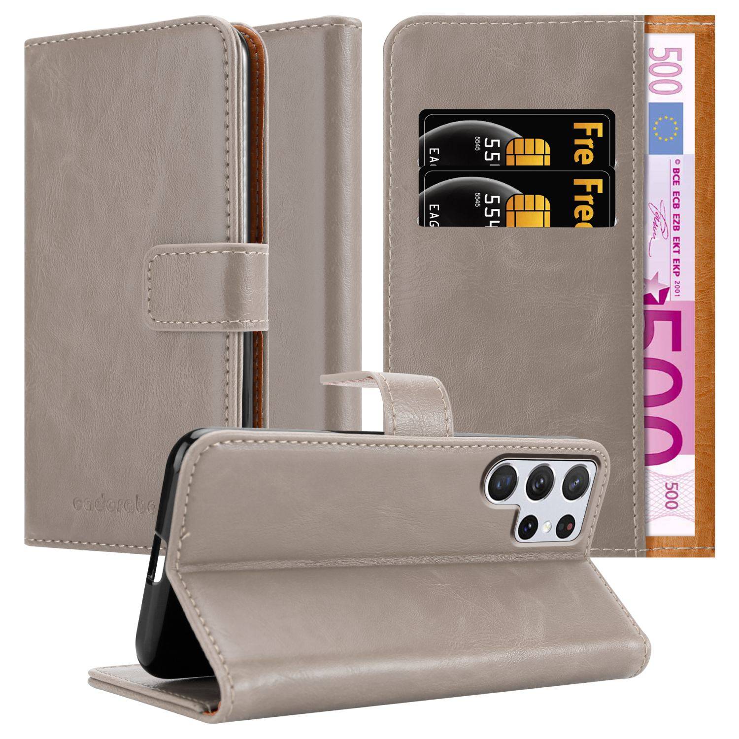 Cadorabo Hülle für Samsung Galaxy S22 ULTRA Schutzhülle in Braun Handyhülle Book Tasche Case Etui Luxury
