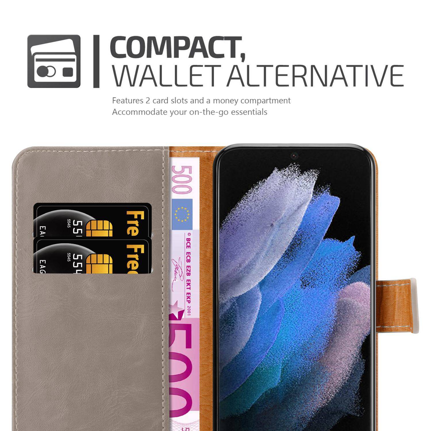 Cadorabo Hülle für Samsung Galaxy S22 ULTRA Schutzhülle in Braun Handyhülle Book Tasche Case Etui Luxury