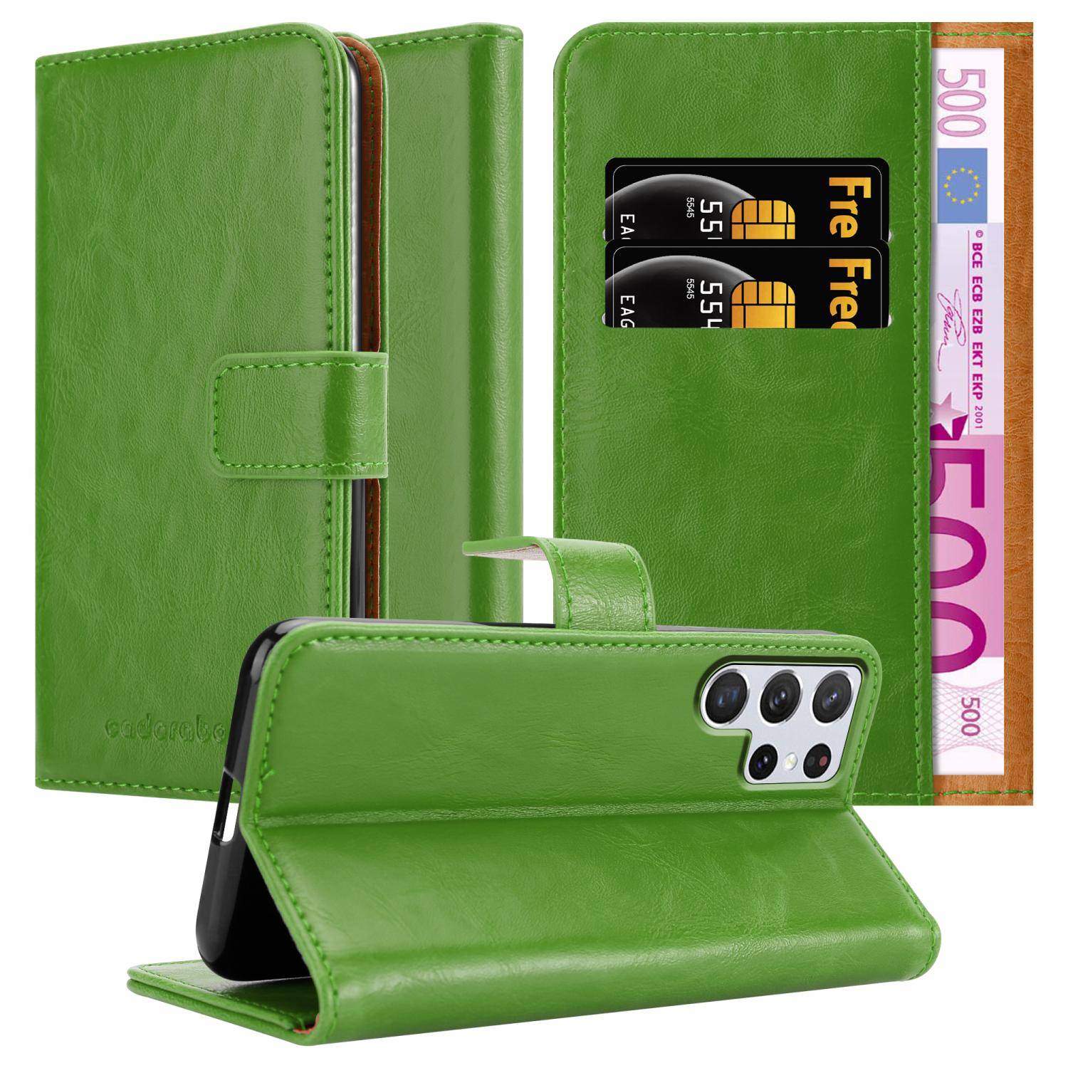Cadorabo Hülle für Samsung Galaxy S22 ULTRA Schutzhülle in Grün Handyhülle Book Tasche Case Etui Luxury