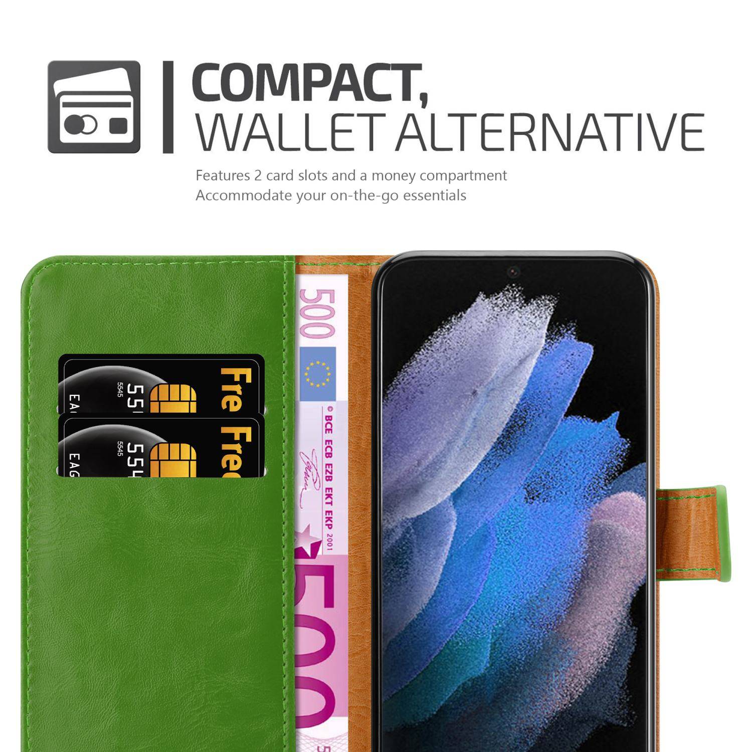 Cadorabo Hülle für Samsung Galaxy S22 ULTRA Schutzhülle in Grün Handyhülle Book Tasche Case Etui Luxury