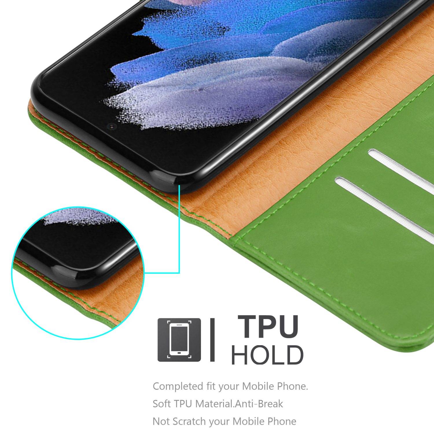 Cadorabo Hülle für Samsung Galaxy S22 ULTRA Schutzhülle in Grün Handyhülle Book Tasche Case Etui Luxury