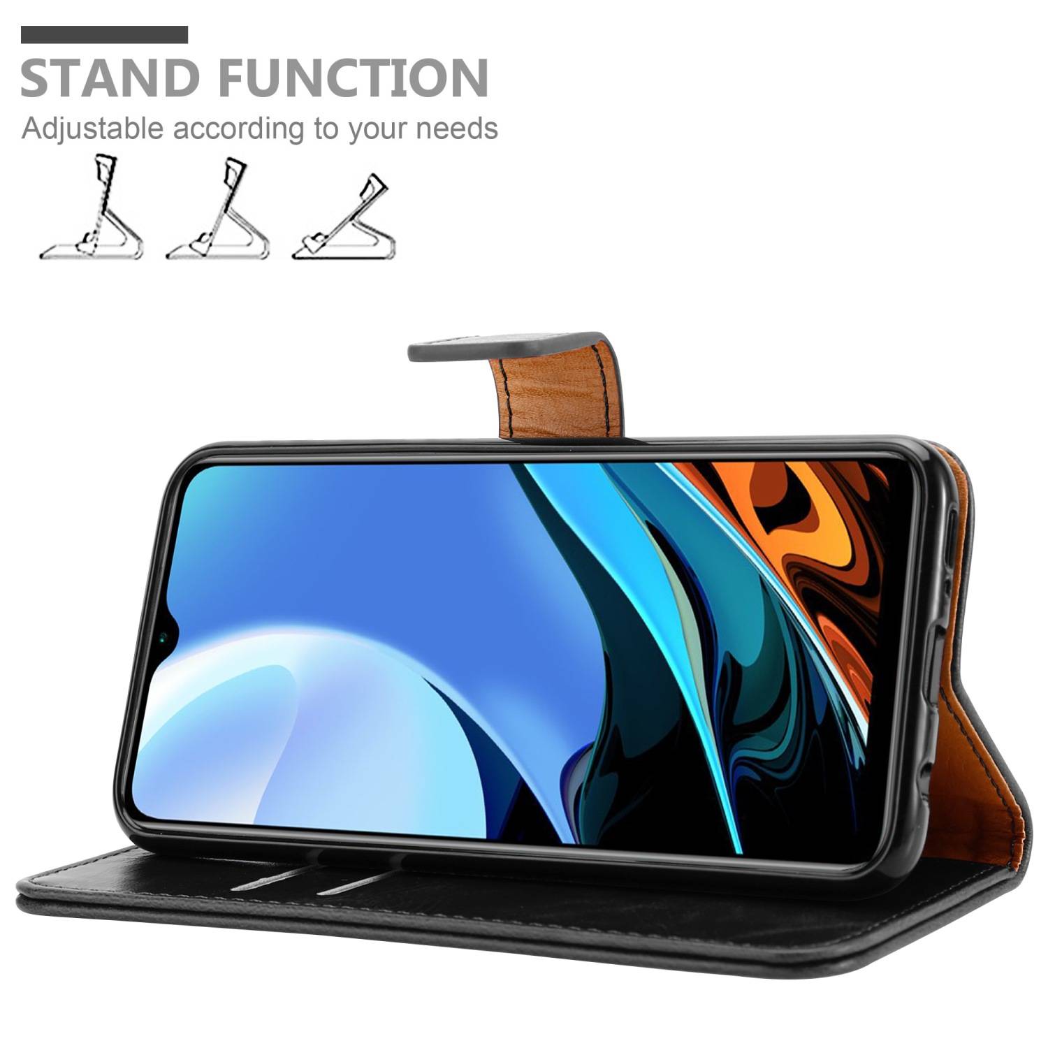 Cadorabo Hülle für Xiaomi RedMi 9T / POCO M3 Schutzhülle in Schwarz Handyhülle Book Tasche Case Etui Luxury