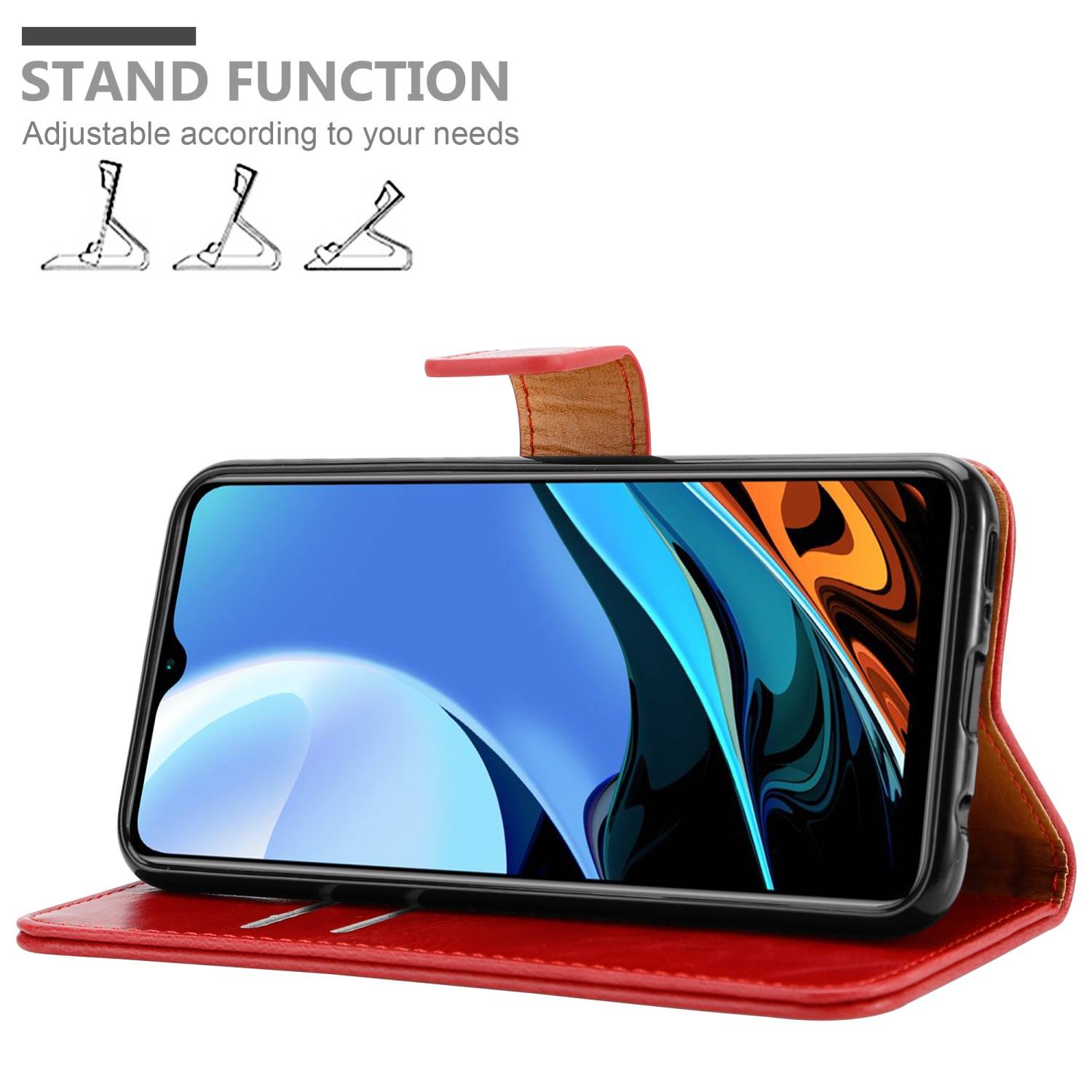 Cadorabo Hülle für Xiaomi RedMi 9T / POCO M3 Schutzhülle in Rot Handyhülle Book Tasche Case Etui Luxury