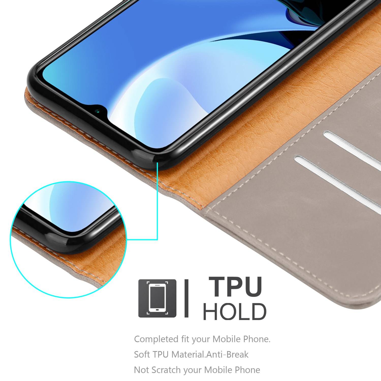 Cadorabo Hülle für Xiaomi RedMi 9T / POCO M3 Schutzhülle in Braun Handyhülle Book Tasche Case Etui Luxury