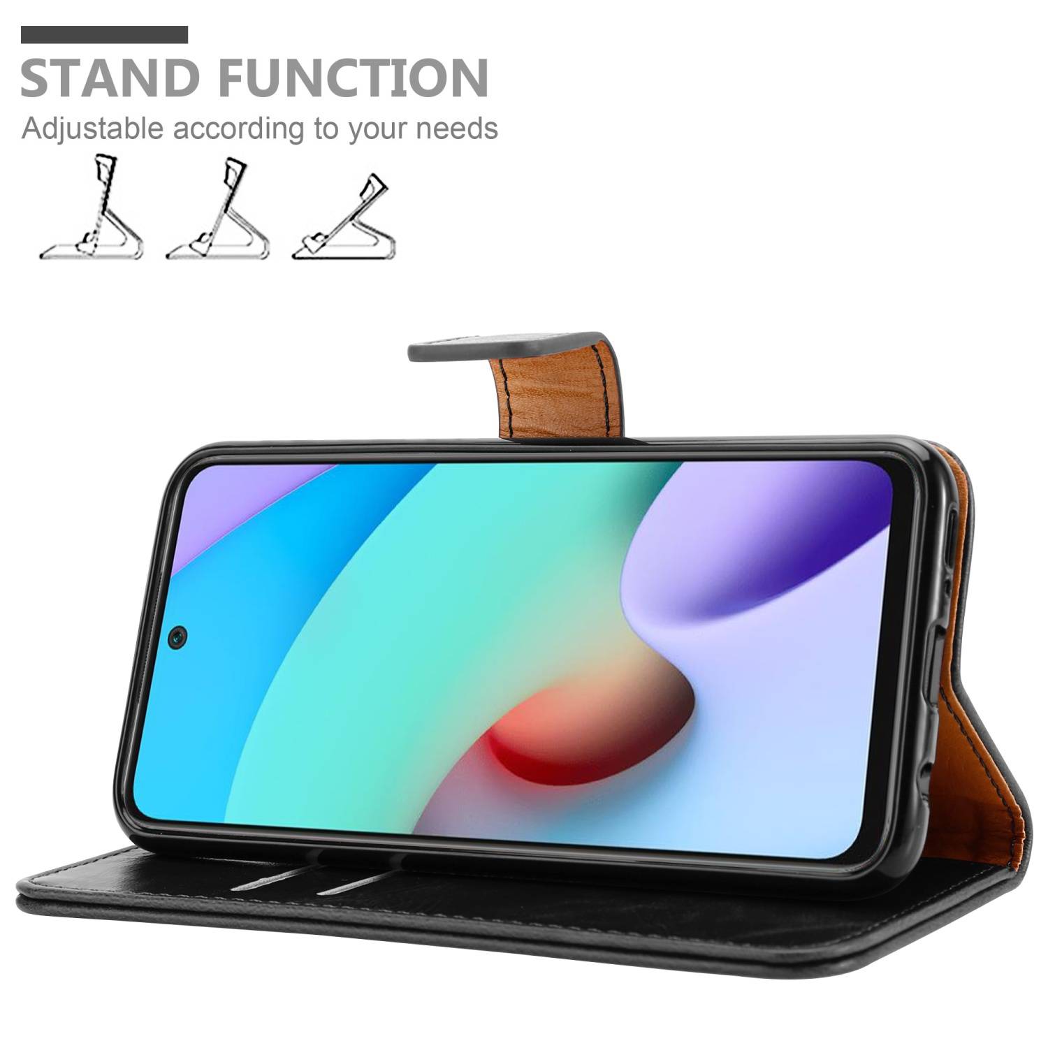 Cadorabo Hülle für Xiaomi RedMi 10 / RedMi NOTE 11 4G Schutzhülle in Schwarz Handyhülle Book Tasche Case Etui Luxury