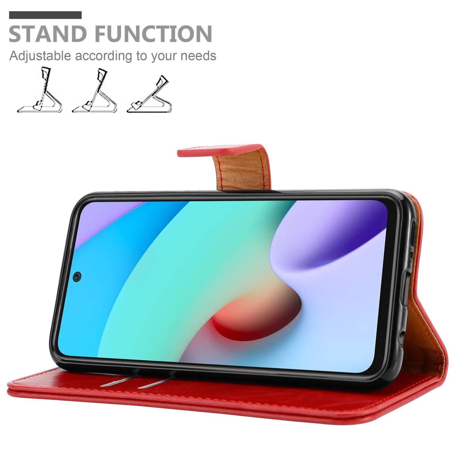 Cadorabo Hülle für Xiaomi RedMi 10 / RedMi NOTE 11 4G Schutzhülle in Rot Handyhülle Book Tasche Case Etui Luxury