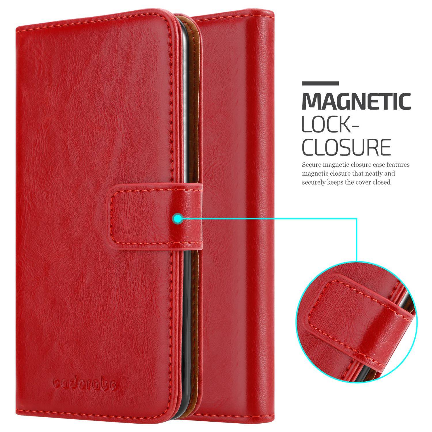 Cadorabo Hülle für Xiaomi RedMi 10 / RedMi NOTE 11 4G Schutzhülle in Rot Handyhülle Book Tasche Case Etui Luxury