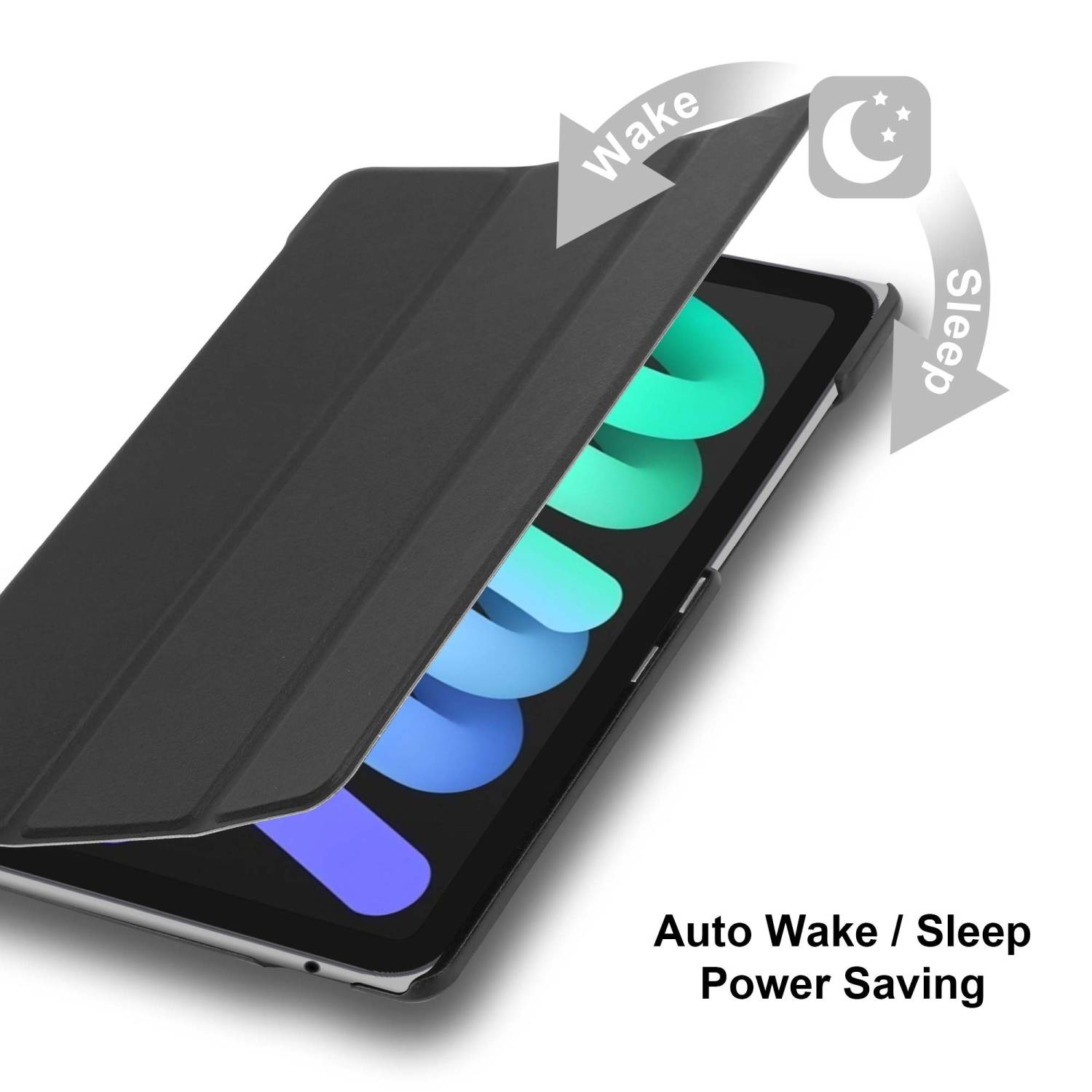 Cadorabo Schutzhülle für Apple iPad MINI 6 (8.3 Zoll) Tablet Hülle in Schwarz Etui Case Cover Tasche Auto Wake up