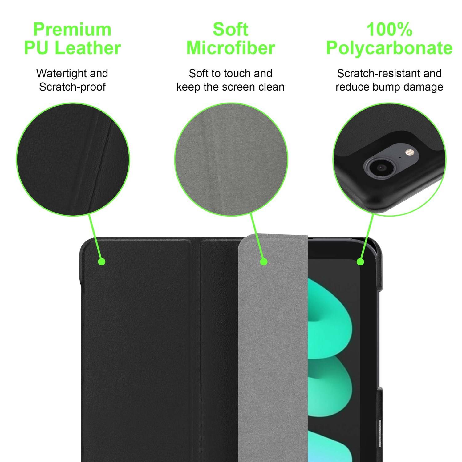 Cadorabo Schutzhülle für Apple iPad MINI 6 (8.3 Zoll) Tablet Hülle in Schwarz Etui Case Cover Tasche Auto Wake up