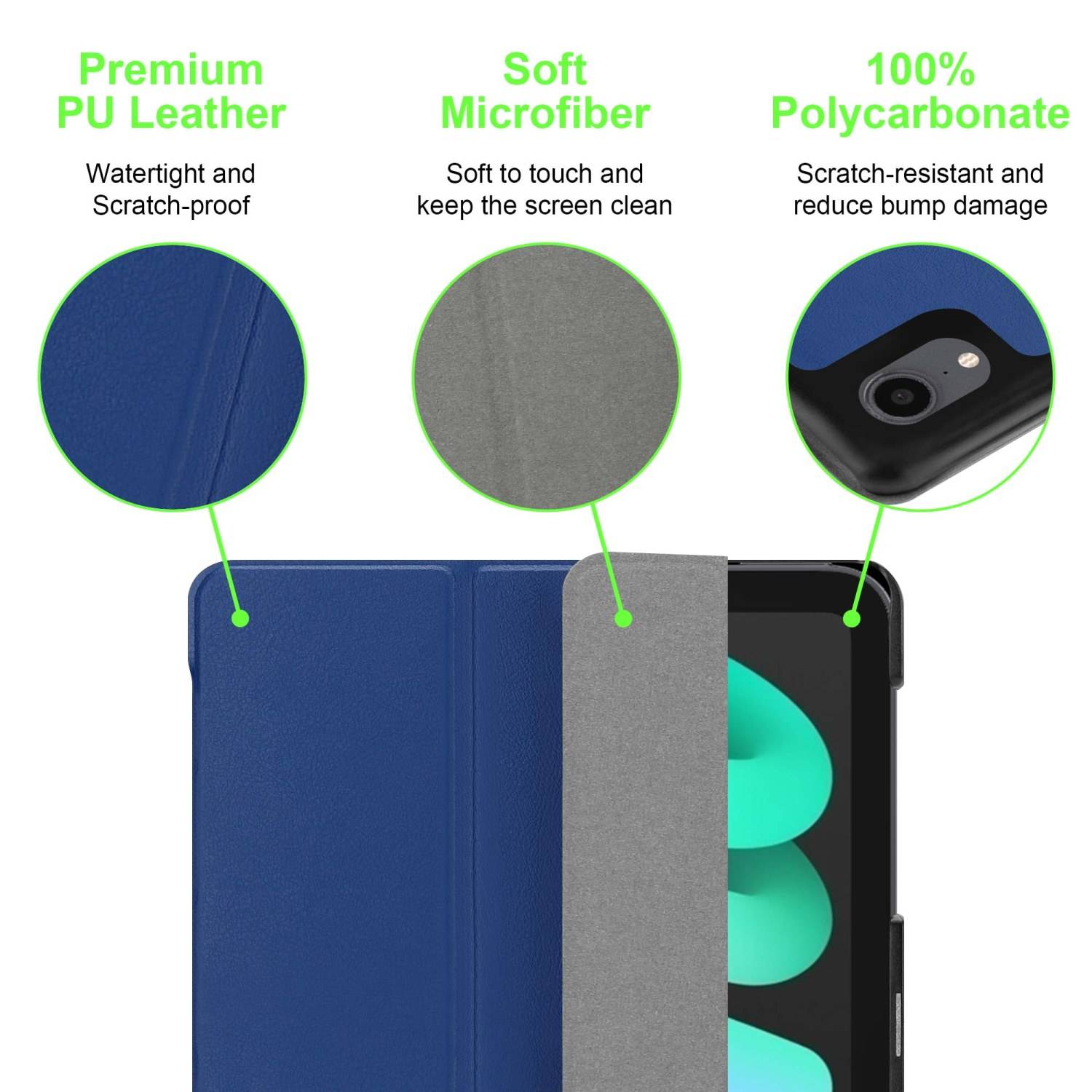 Cadorabo Schutzhülle für Apple iPad MINI 6 (8.3 Zoll) Tablet Hülle in Blau Etui Case Cover Tasche Auto Wake up