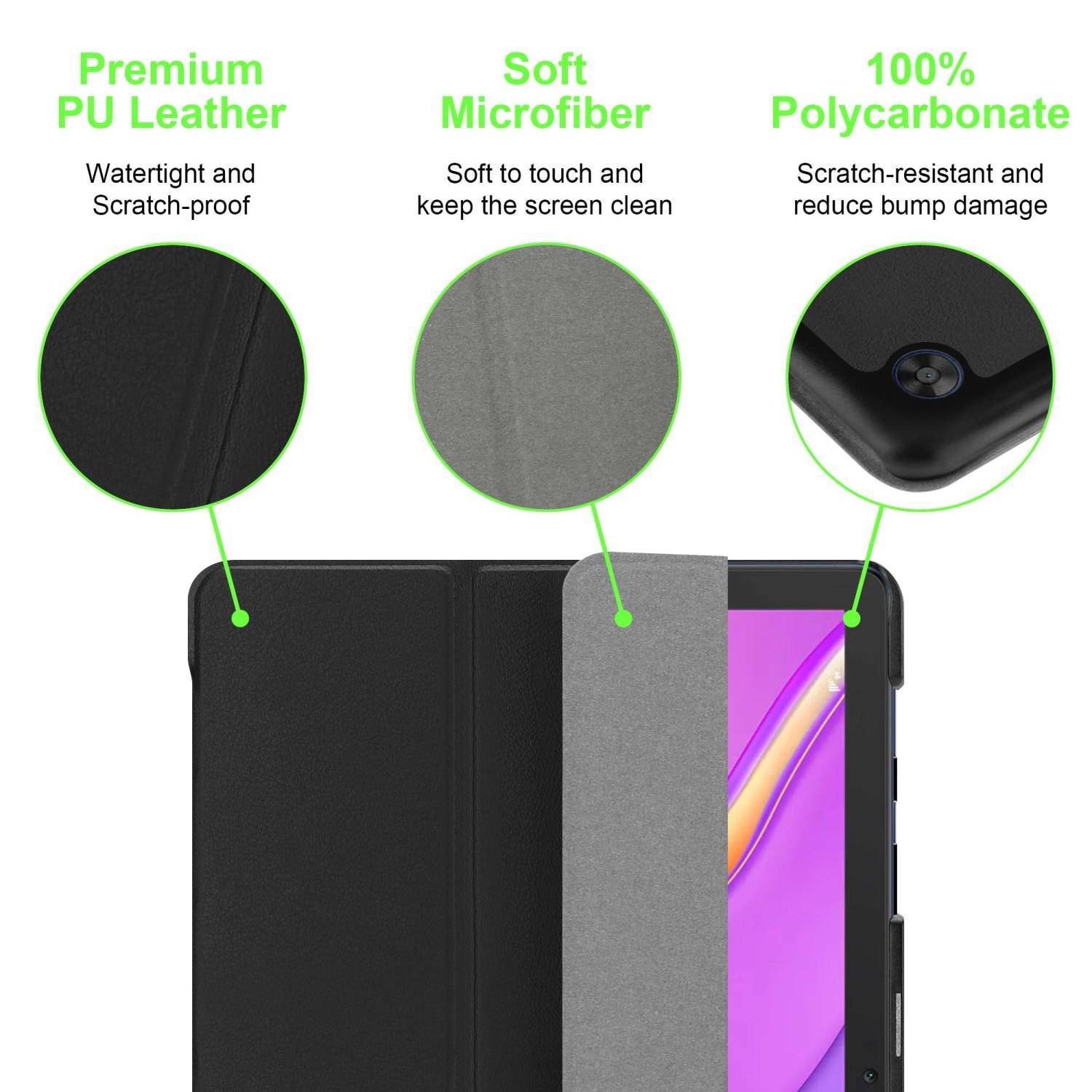 Cadorabo Hülle für Huawei MatePad T 10 (9.7 Zoll) / T 10s (10.1 Zoll) Tablet Hülle in Schwarz Schutzhülle Etui Case