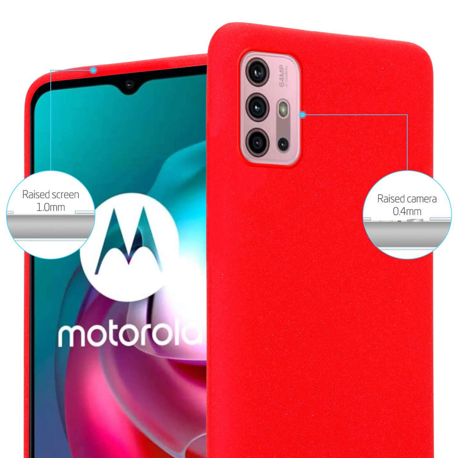 Cadorabo Schutzhülle für Motorola MOTO G10 / G30 Hülle in Rot Handyhülle TPU Etui Cover Case