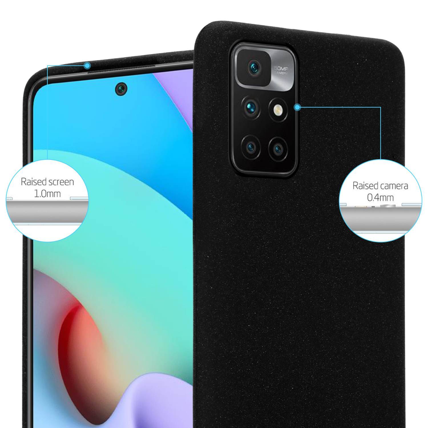 Cadorabo Schutzhülle für Xiaomi RedMi 10 / RedMi NOTE 11 4G Hülle in Schwarz Handyhülle TPU Etui Cover Case