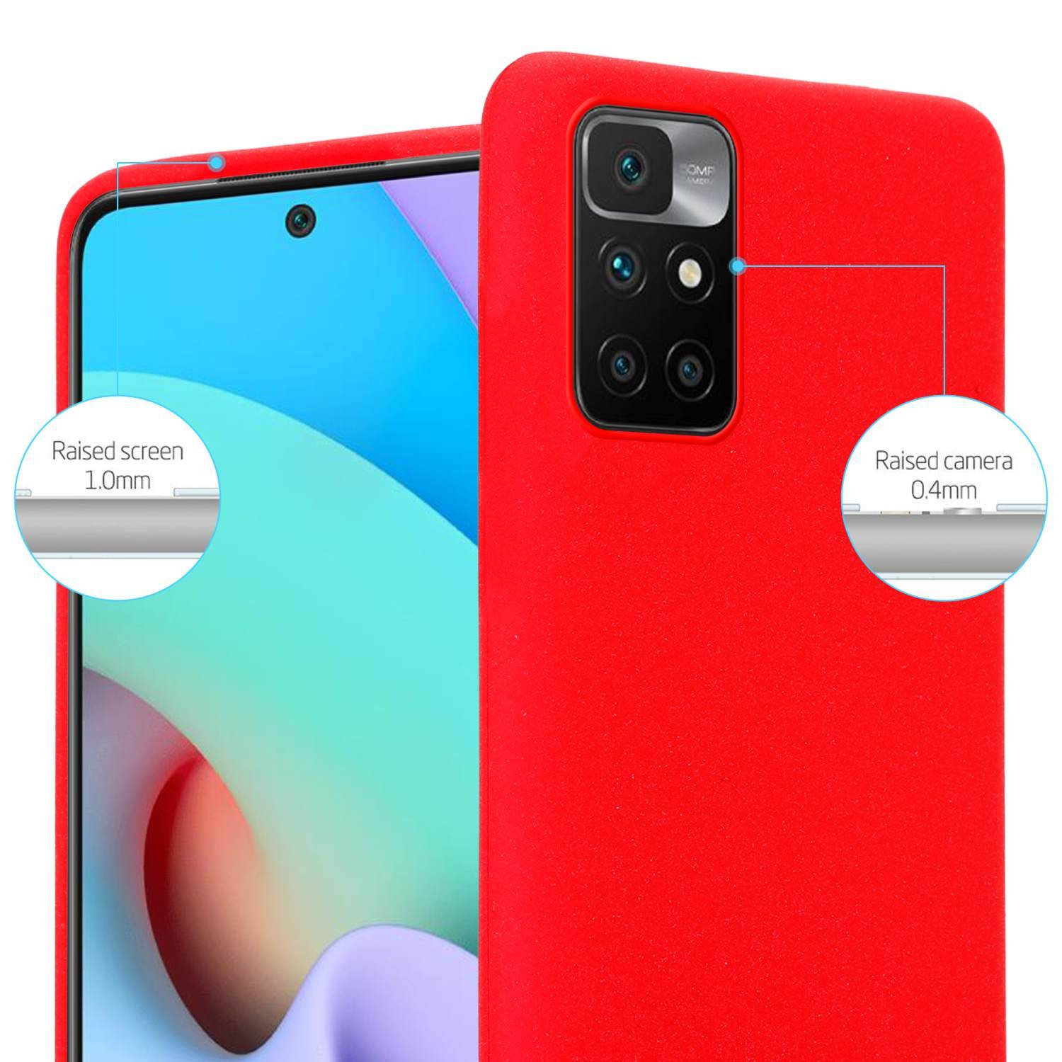 Cadorabo Schutzhülle für Xiaomi RedMi 10 / RedMi NOTE 11 4G Hülle in Rot Handyhülle TPU Etui Cover Case