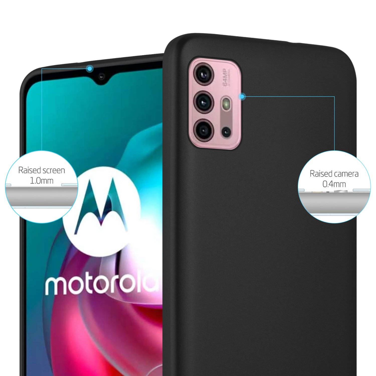 Cadorabo Schutzhülle für Motorola MOTO G10 / G30 Hülle in Schwarz Handyhülle TPU Silikon Etui Cover Case