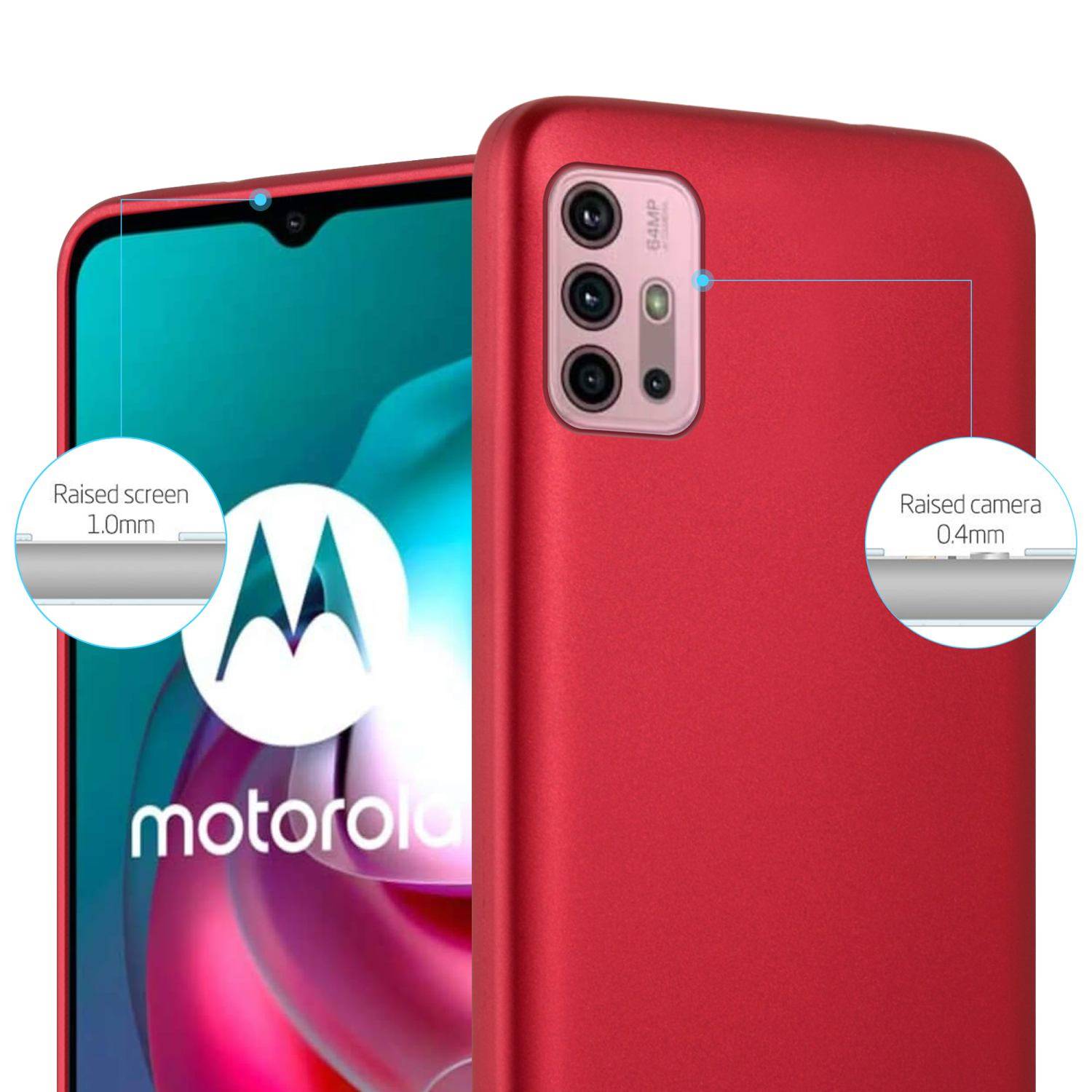 Cadorabo Schutzhülle für Motorola MOTO G10 / G30 Hülle in Rot Handyhülle TPU Silikon Etui Cover Case
