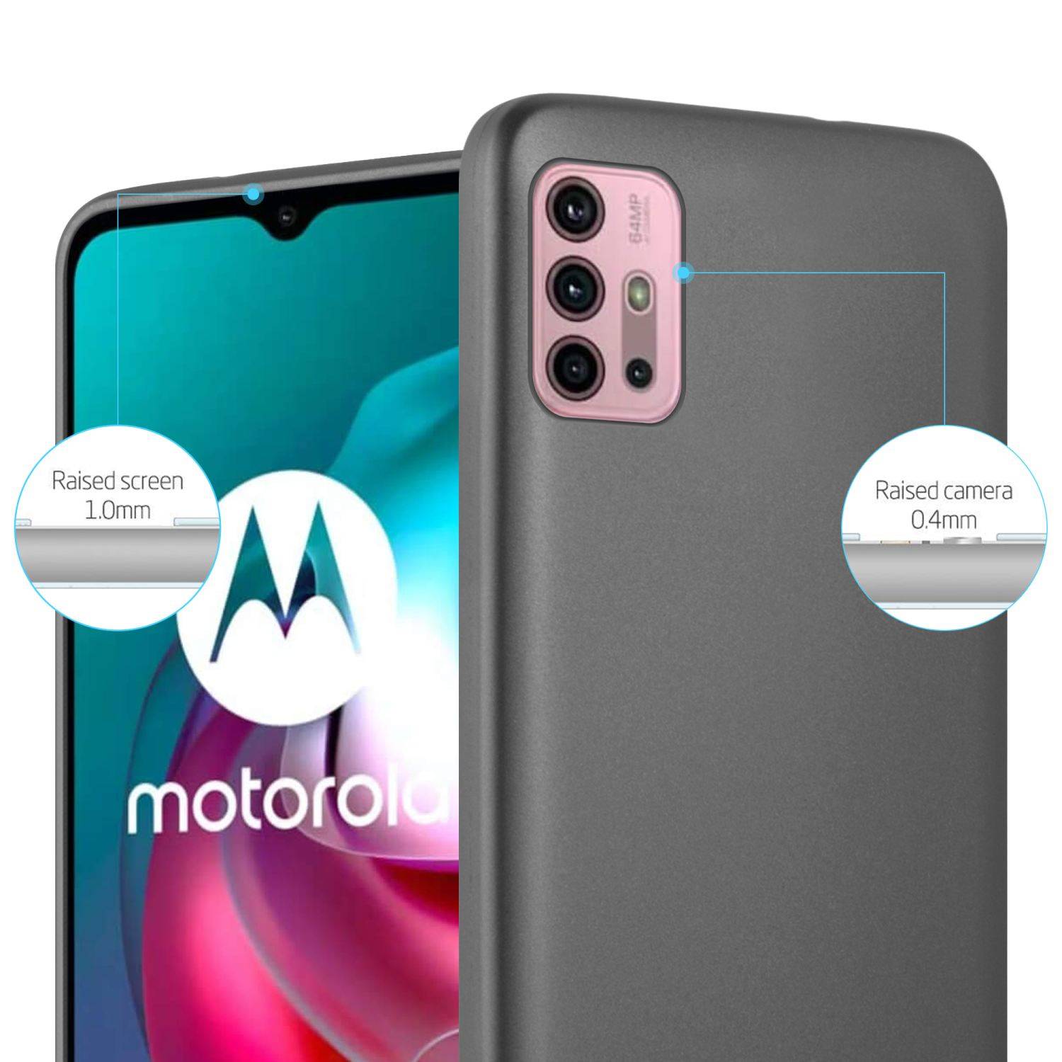Cadorabo Schutzhülle für Motorola MOTO G10 / G30 Hülle in Grau Handyhülle TPU Silikon Etui Cover Case