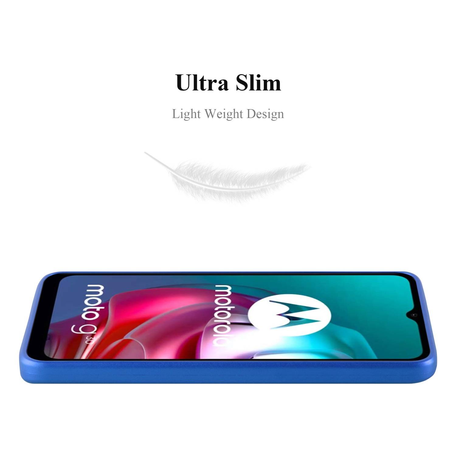 Cadorabo Schutzhülle für Motorola MOTO G10 / G30 Hülle in Blau Handyhülle TPU Silikon Etui Cover Case