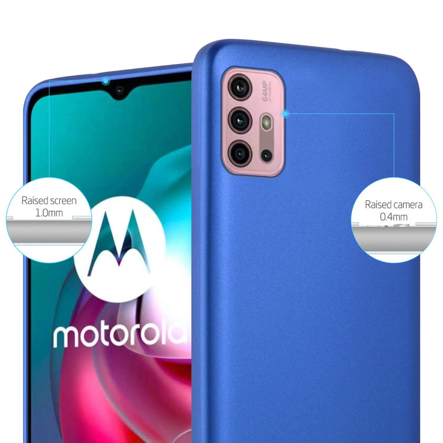 Cadorabo Schutzhülle für Motorola MOTO G10 / G30 Hülle in Blau Handyhülle TPU Silikon Etui Cover Case