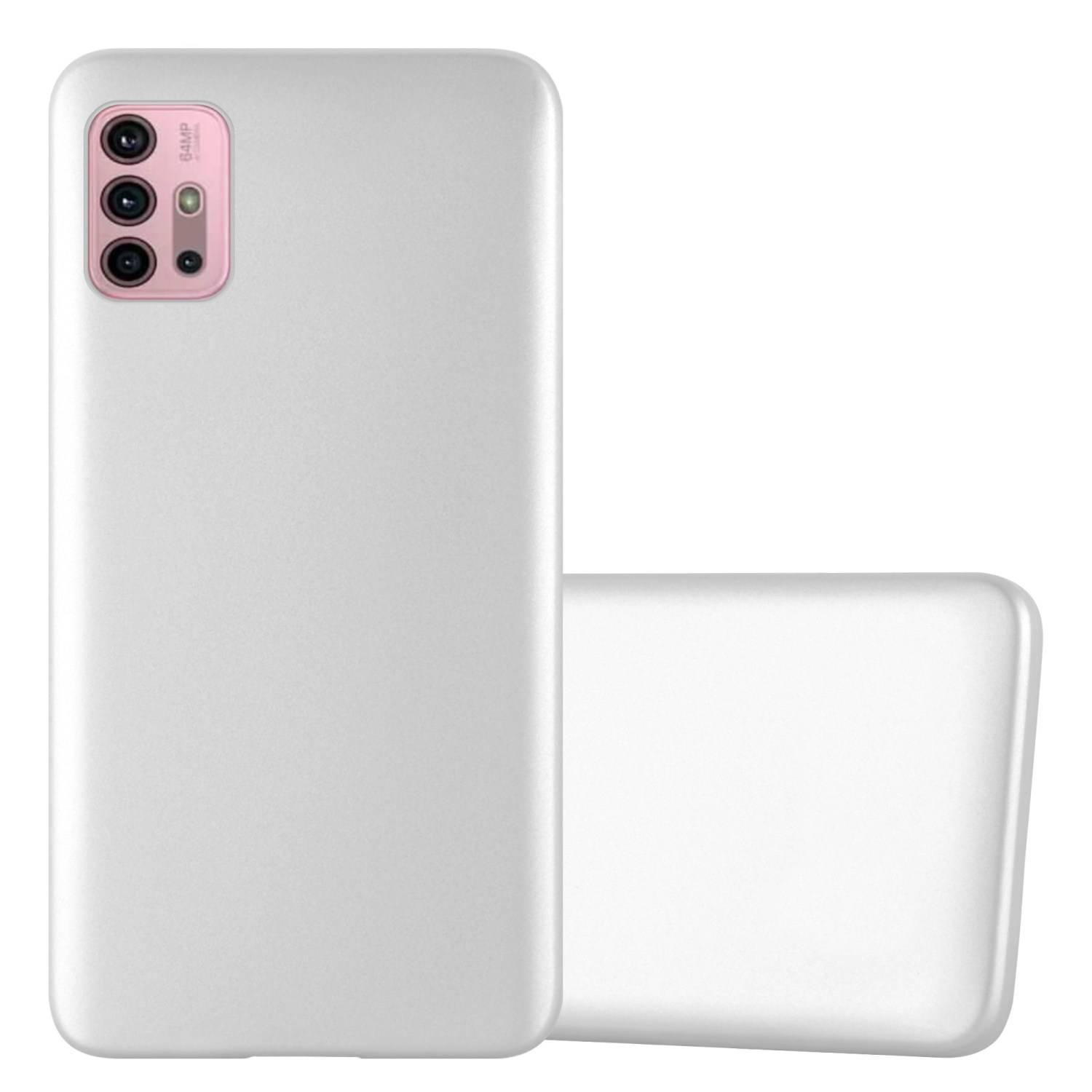 Cadorabo Schutzhülle für Motorola MOTO G10 / G30 Hülle in Silber Handyhülle TPU Silikon Etui Cover Case