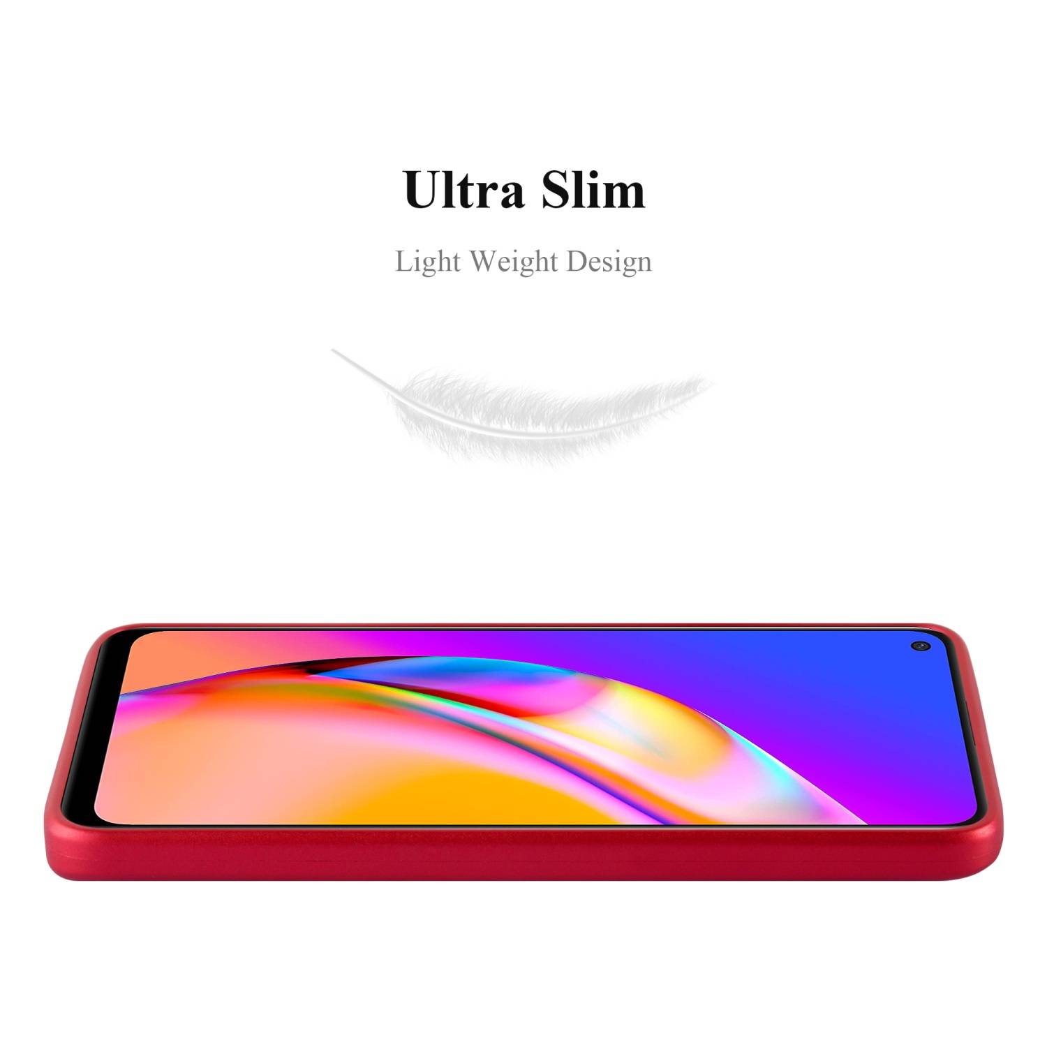 Cadorabo Schutzhülle für Oppo A94 5G Hülle in Rot Handyhülle TPU Silikon Etui Cover Case