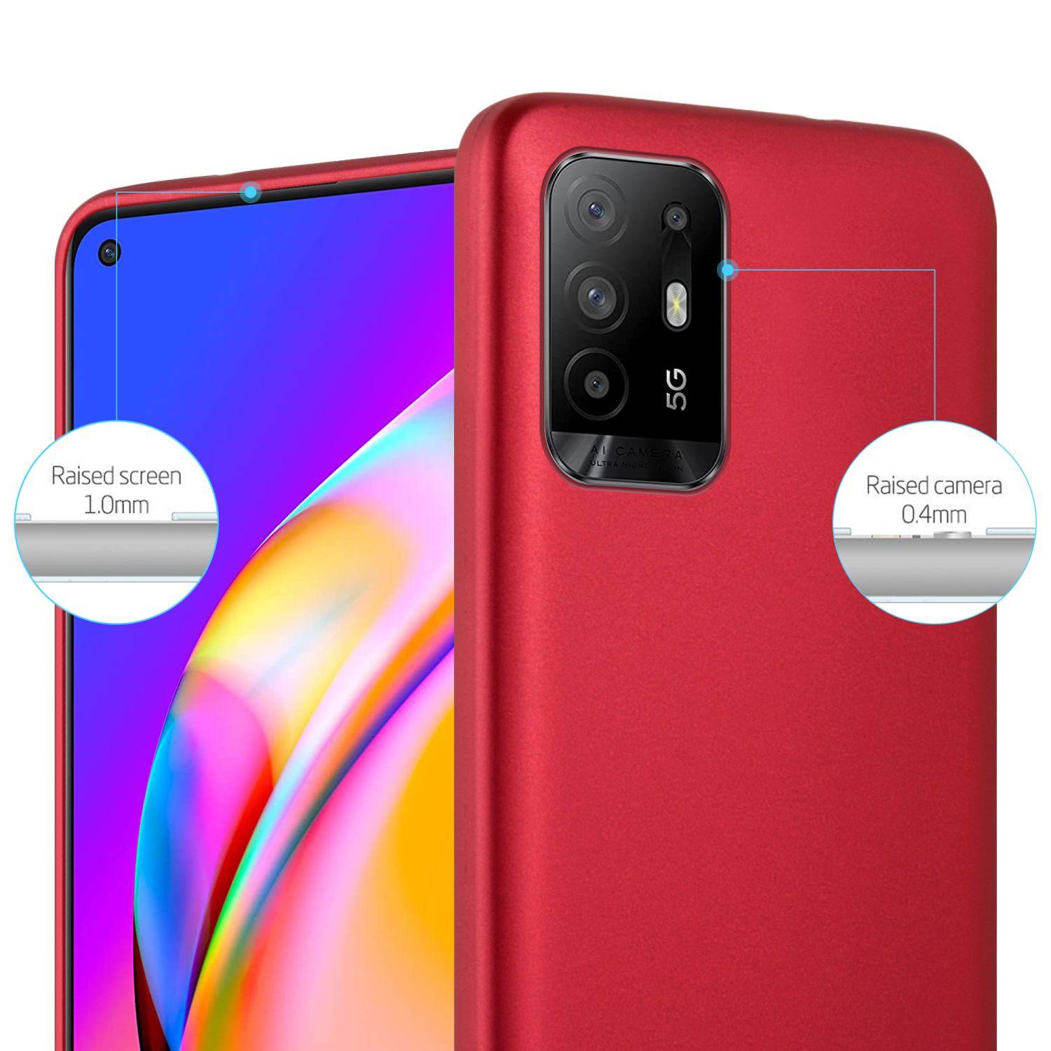 Cadorabo Schutzhülle für Oppo A94 5G Hülle in Rot Handyhülle TPU Silikon Etui Cover Case