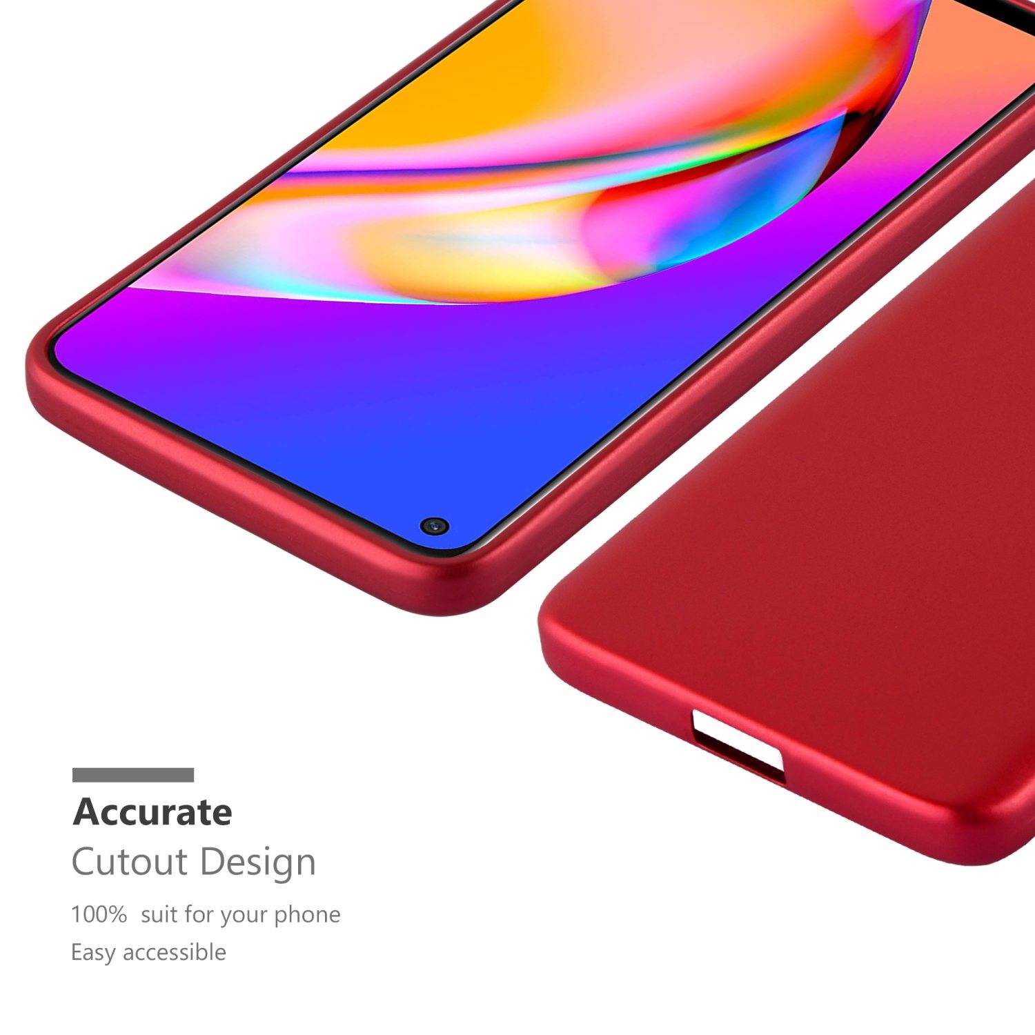 Cadorabo Schutzhülle für Oppo A94 5G Hülle in Rot Handyhülle TPU Silikon Etui Cover Case