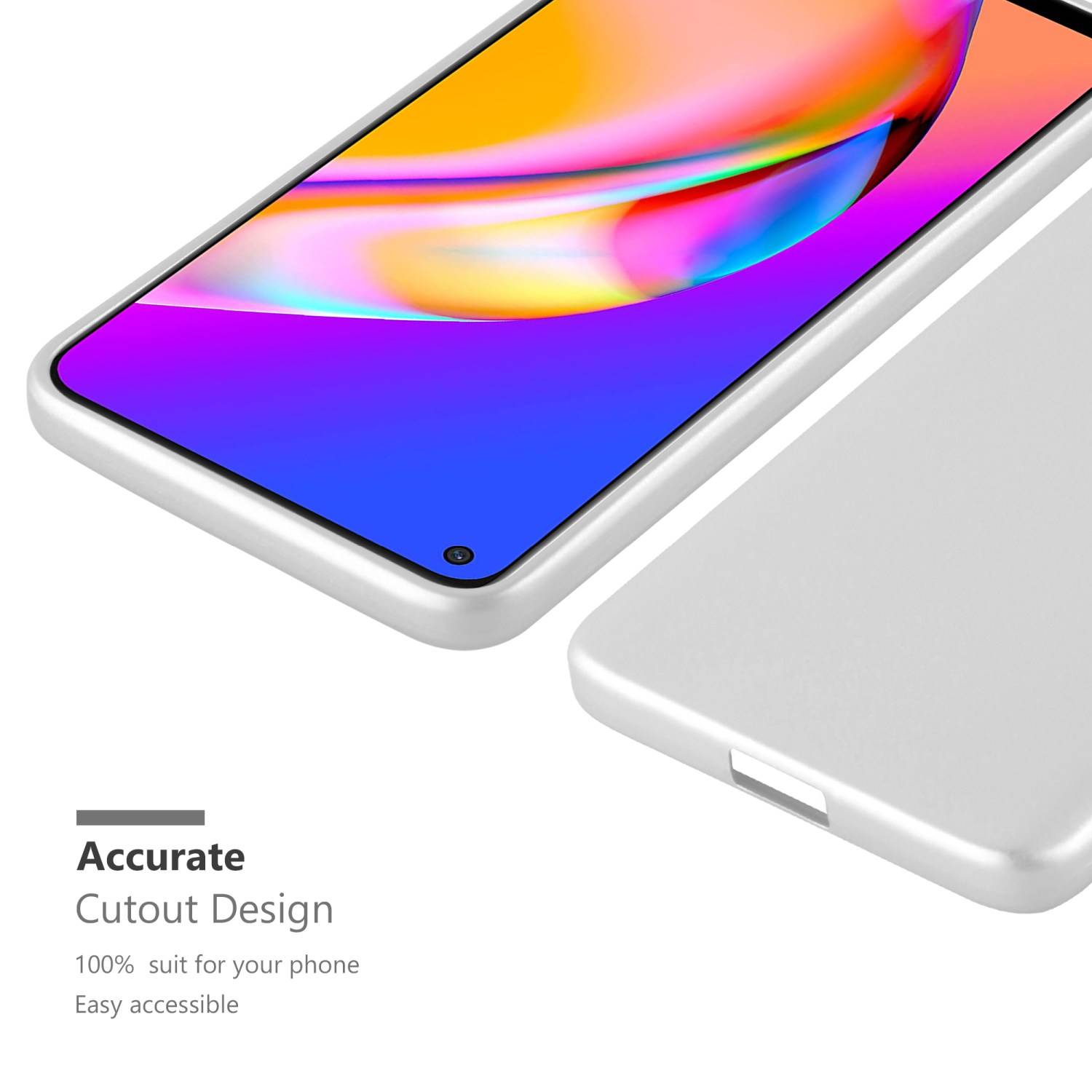 Cadorabo Schutzhülle für Oppo A94 5G Hülle in Silber Handyhülle TPU Silikon Etui Cover Case