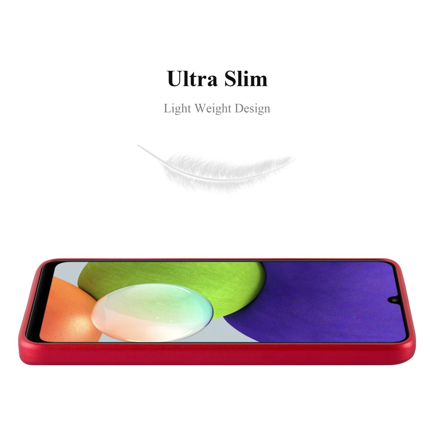 Cadorabo Schutzhülle für Samsung Galaxy A22 4G / M22 / M32 4G Hülle in Rot Handyhülle TPU Silikon Etui Cover Case
