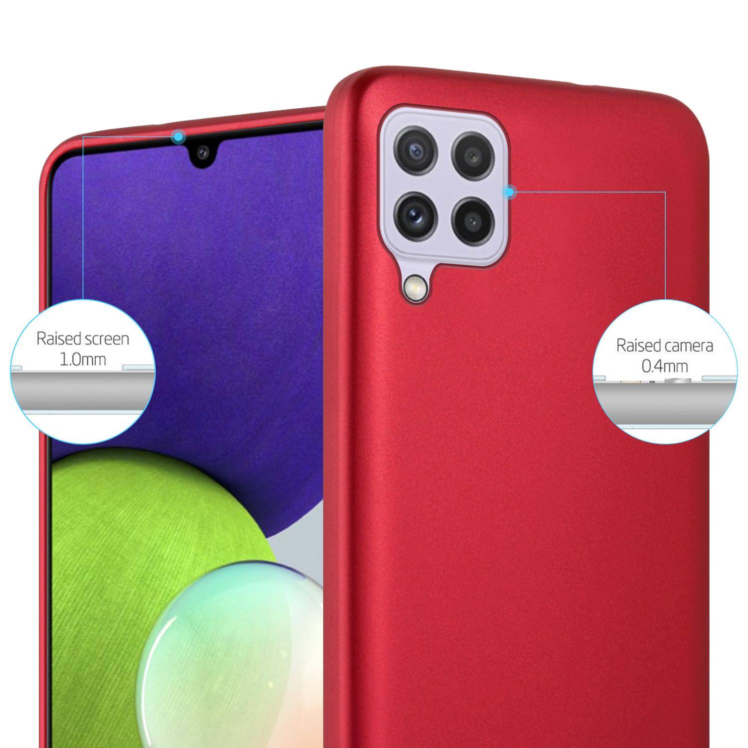 Cadorabo Schutzhülle für Samsung Galaxy A22 4G / M22 / M32 4G Hülle in Rot Handyhülle TPU Silikon Etui Cover Case