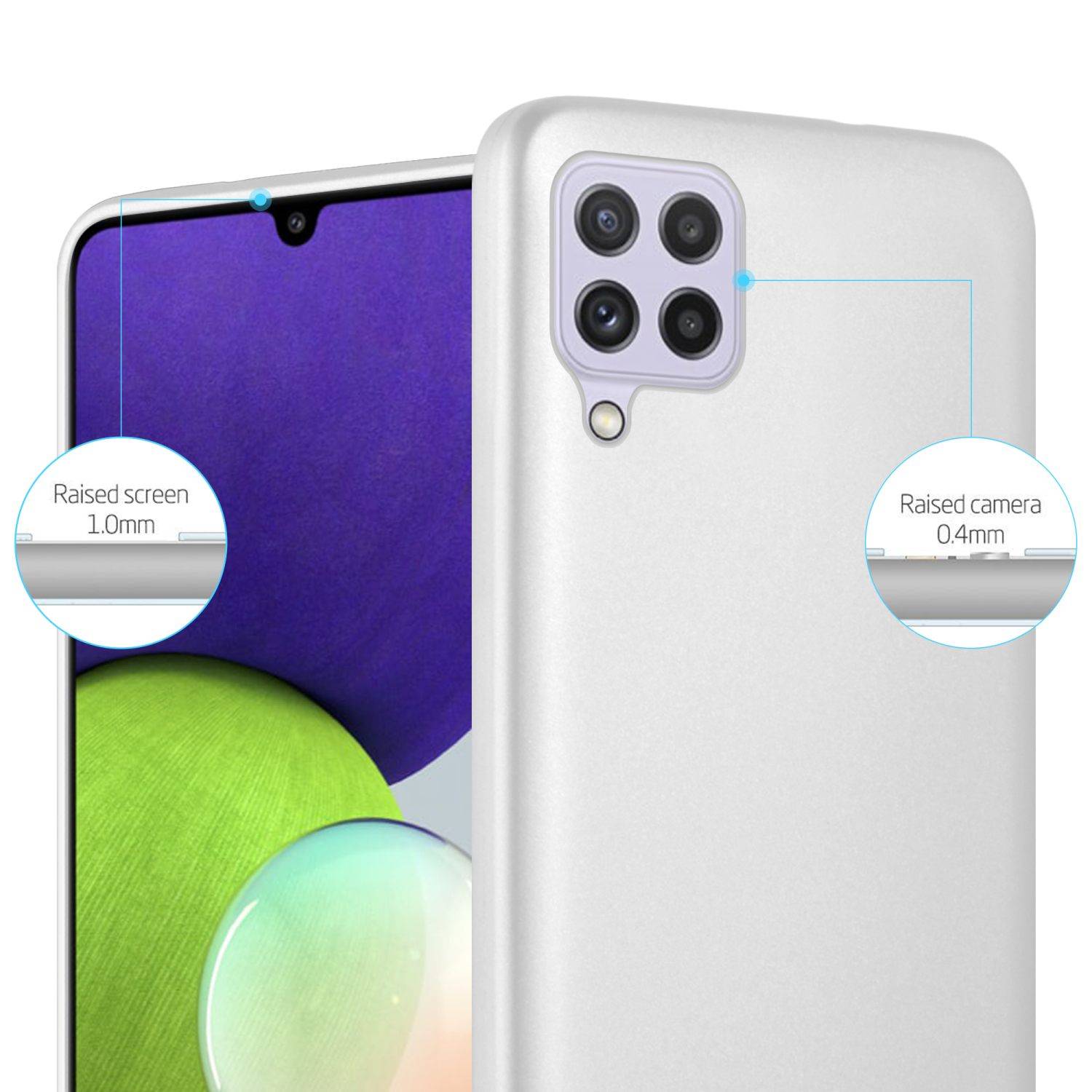 Cadorabo Schutzhülle für Samsung Galaxy A22 4G / M22 / M32 4G Hülle in Silber Handyhülle TPU Silikon Etui Cover Case