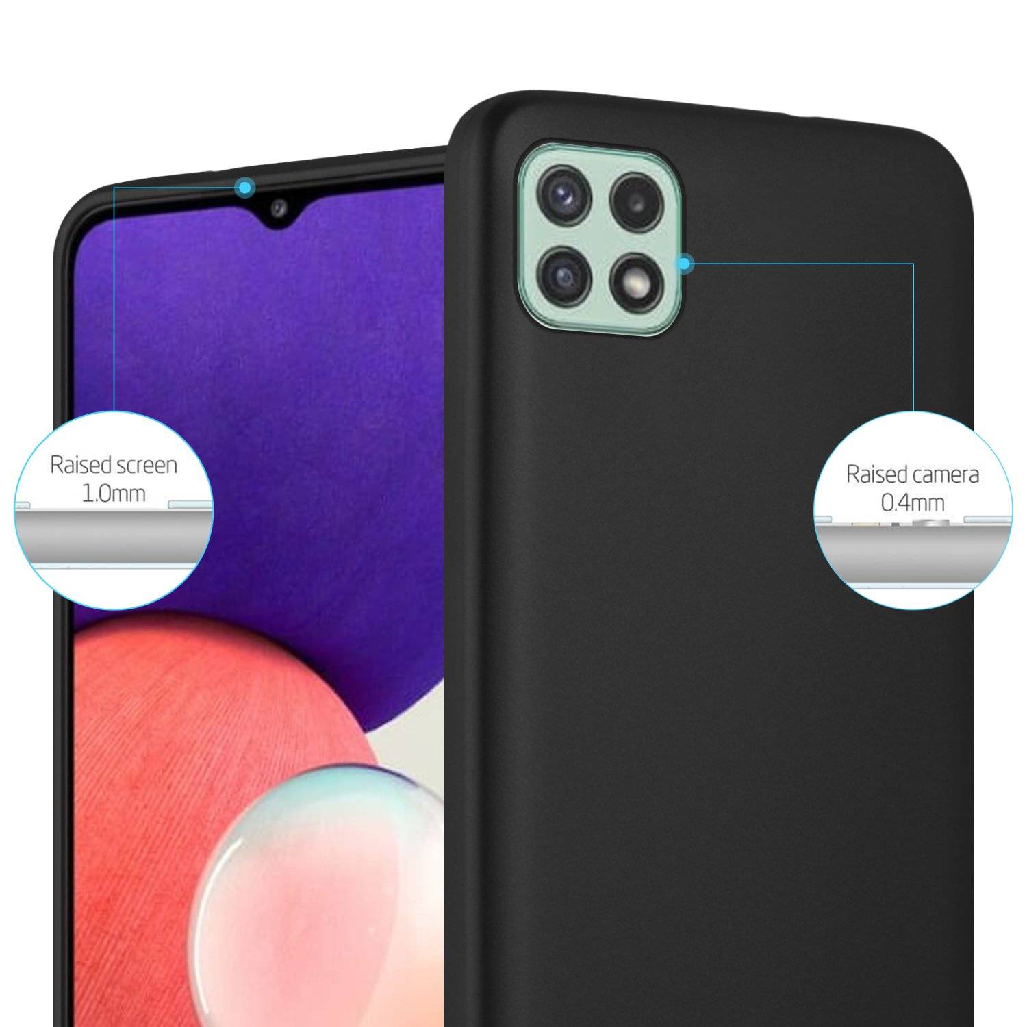 Cadorabo Schutzhülle für Samsung Galaxy A22 5G Hülle in Schwarz Handyhülle TPU Silikon Etui Cover Case