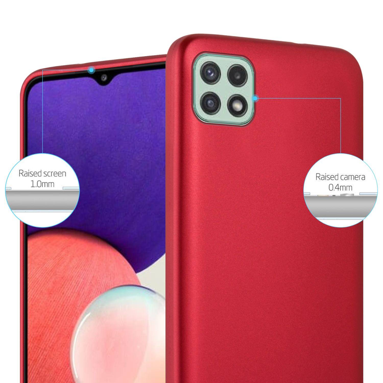 Cadorabo Schutzhülle für Samsung Galaxy A22 5G Hülle in Rot Handyhülle TPU Silikon Etui Cover Case