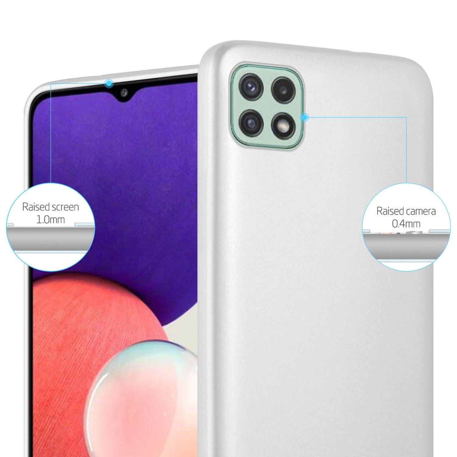 Cadorabo Schutzhülle für Samsung Galaxy A22 5G Hülle in Silber Handyhülle TPU Silikon Etui Cover Case