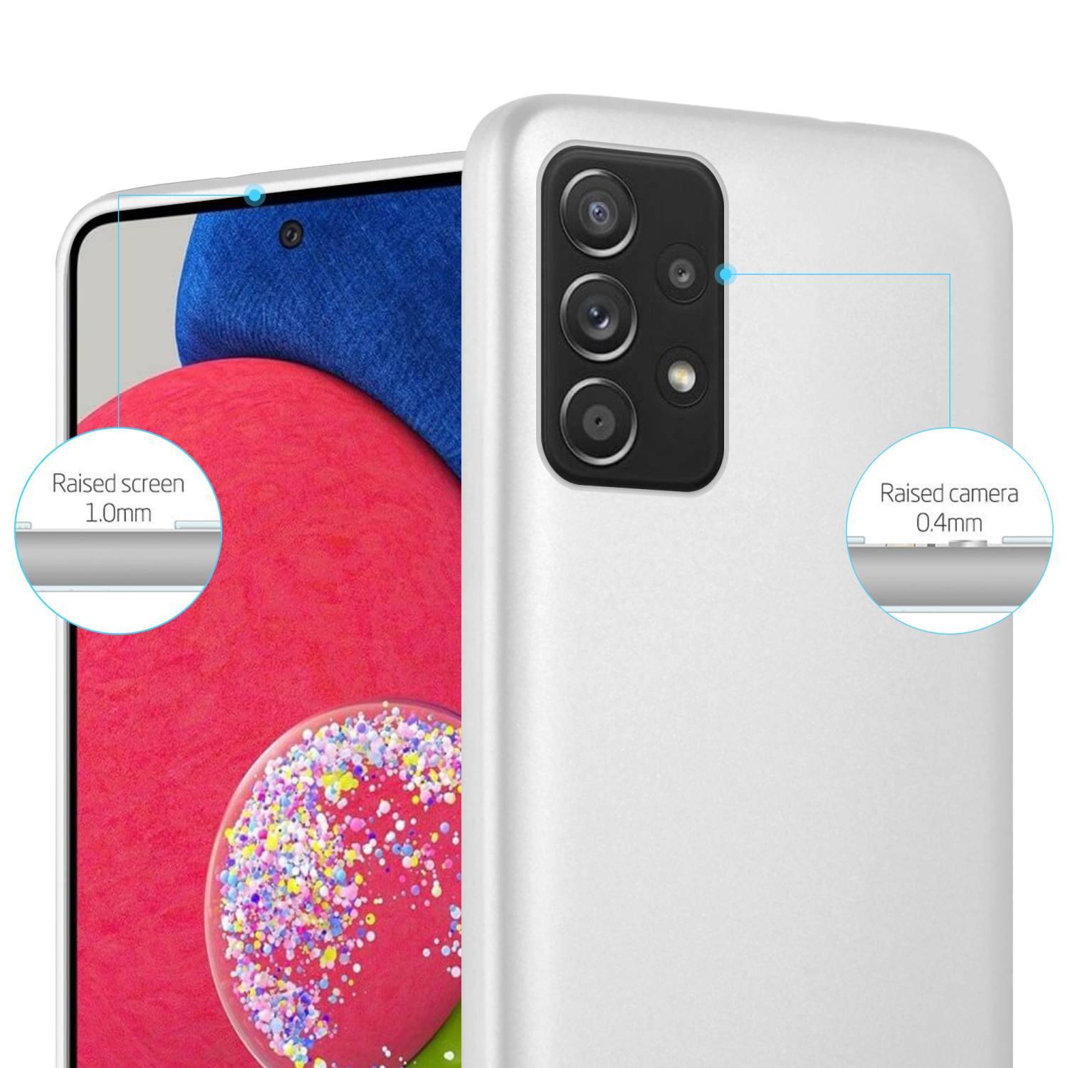 Cadorabo Schutzhülle für Samsung Galaxy A52 (4G / 5G) / A52s Hülle in Silber Handyhülle TPU Silikon Etui Cover Case