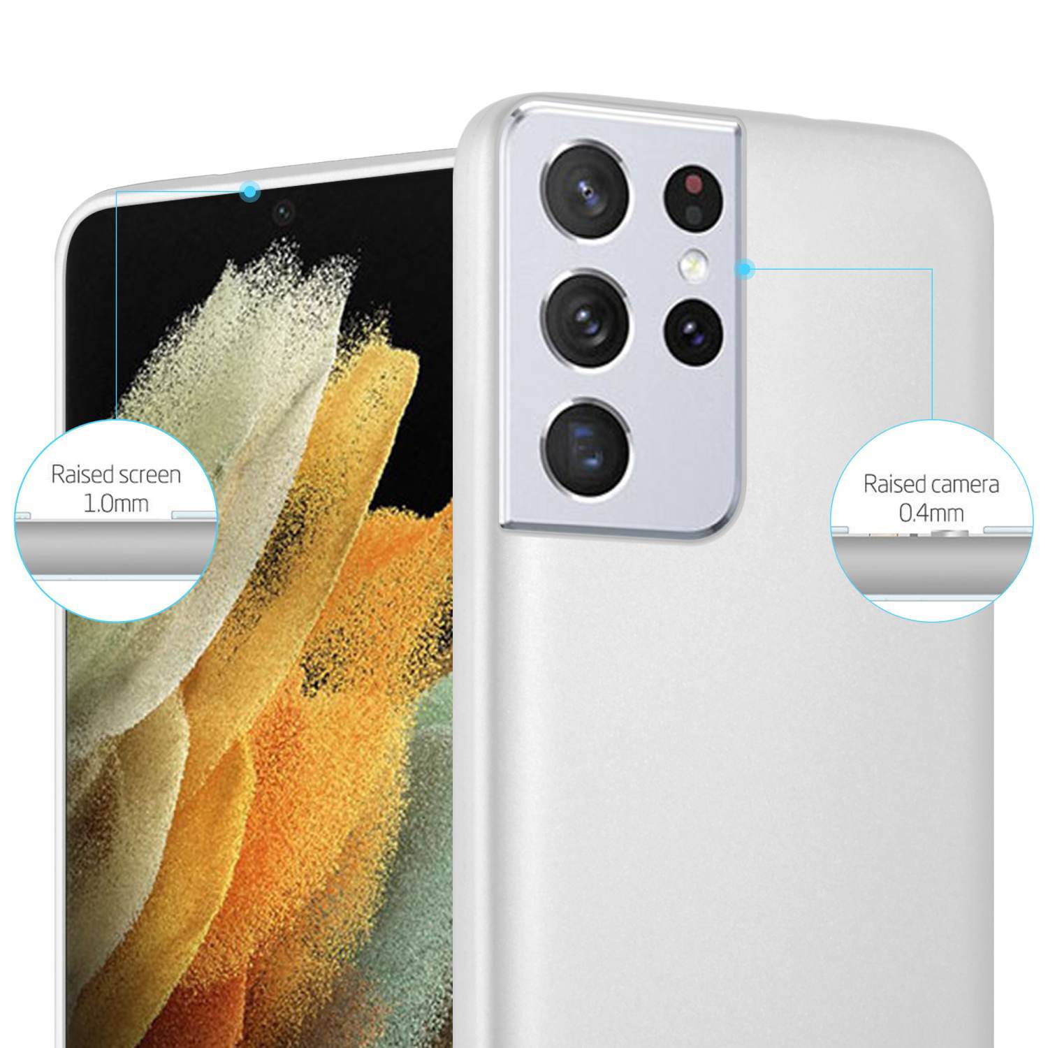 Cadorabo Schutzhülle für Samsung Galaxy S22 ULTRA Hülle in Silber Handyhülle TPU Silikon Etui Cover Case