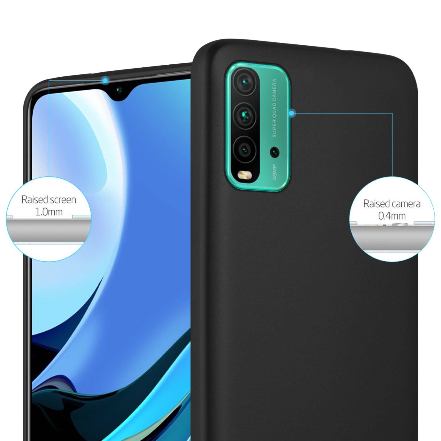 Cadorabo Schutzhülle für Xiaomi RedMi 9T / POCO M3 Hülle in Schwarz Handyhülle TPU Silikon Etui Cover Case