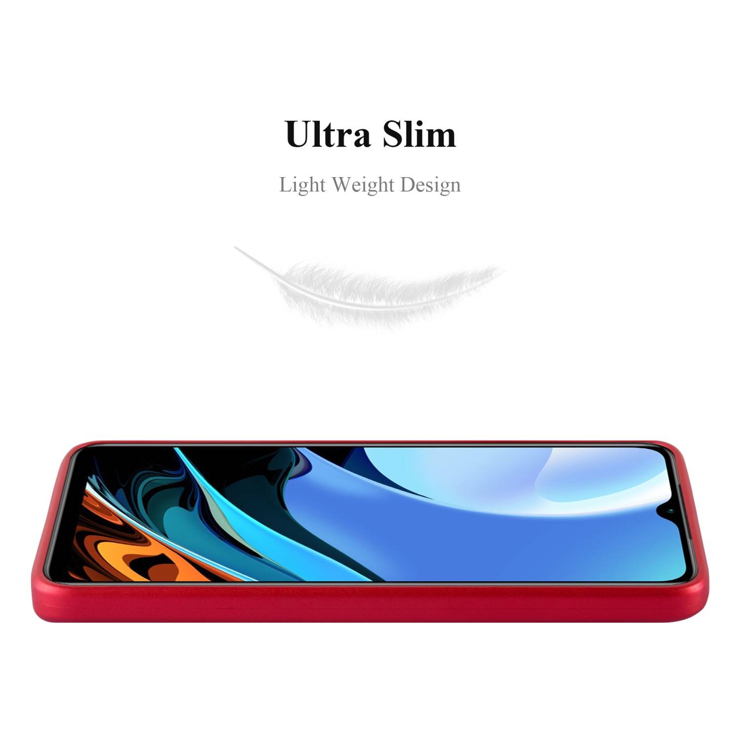 Cadorabo Schutzhülle für Xiaomi RedMi 9T / POCO M3 Hülle in Rot Handyhülle TPU Silikon Etui Cover Case