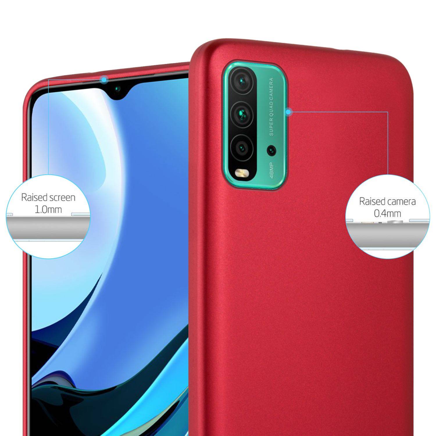 Cadorabo Schutzhülle für Xiaomi RedMi 9T / POCO M3 Hülle in Rot Handyhülle TPU Silikon Etui Cover Case
